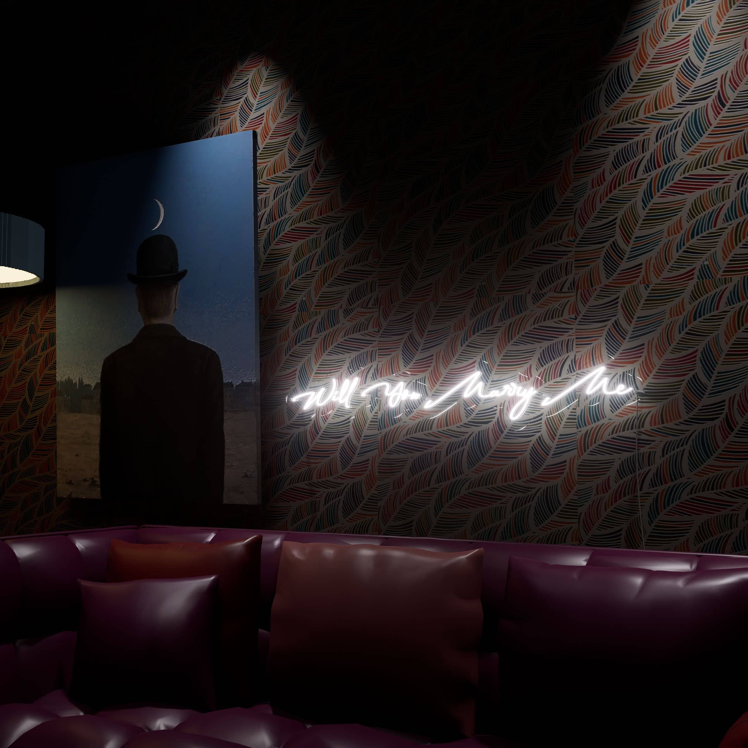 Bright and inviting Will You Marry Me light.