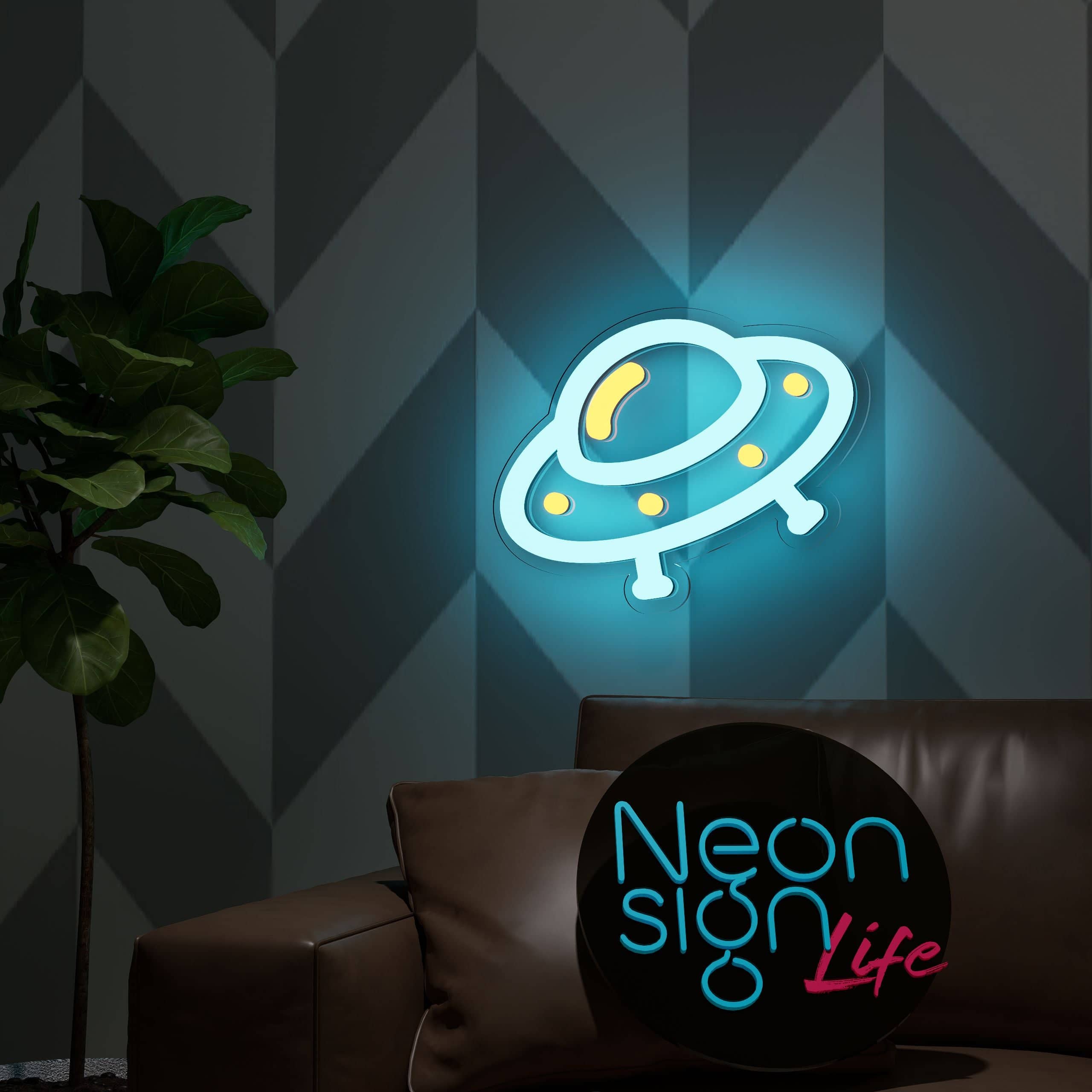 Custom kids neon signs with a fun UFO design