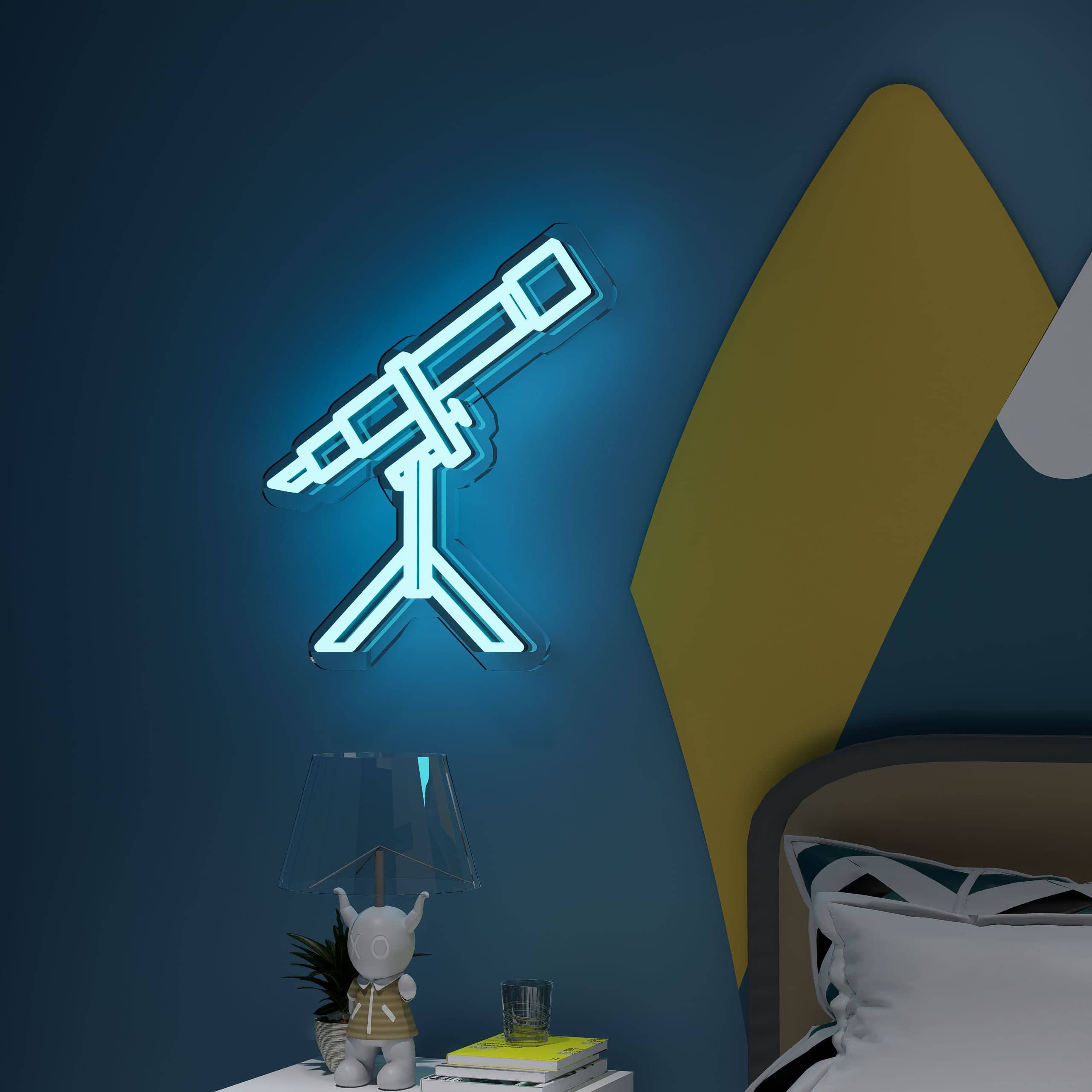 Telescope Mini Neon sign adds cosmic charm to children's rooms