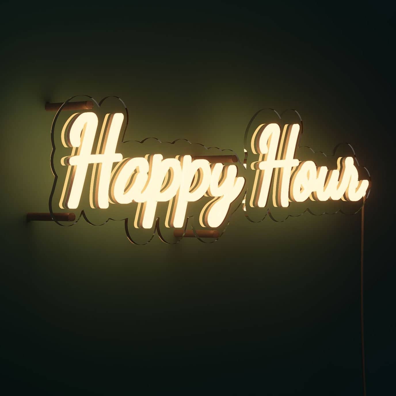 Happy Hour bedroom neon sign light adds cozy ambiance