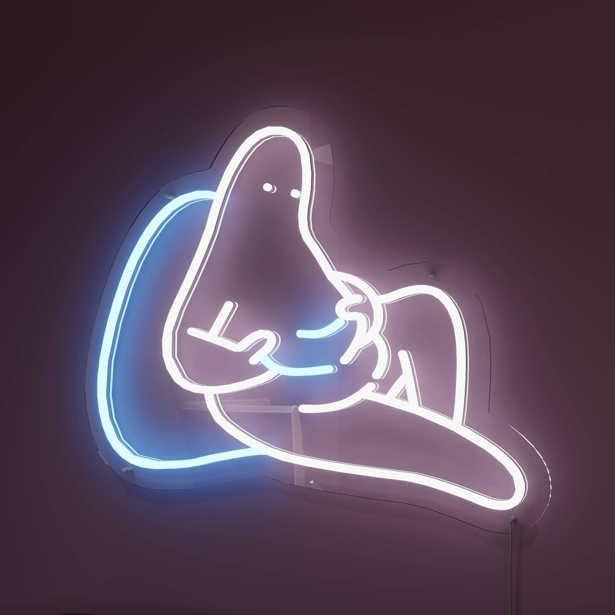 Humorous living room decor with funny neon sign