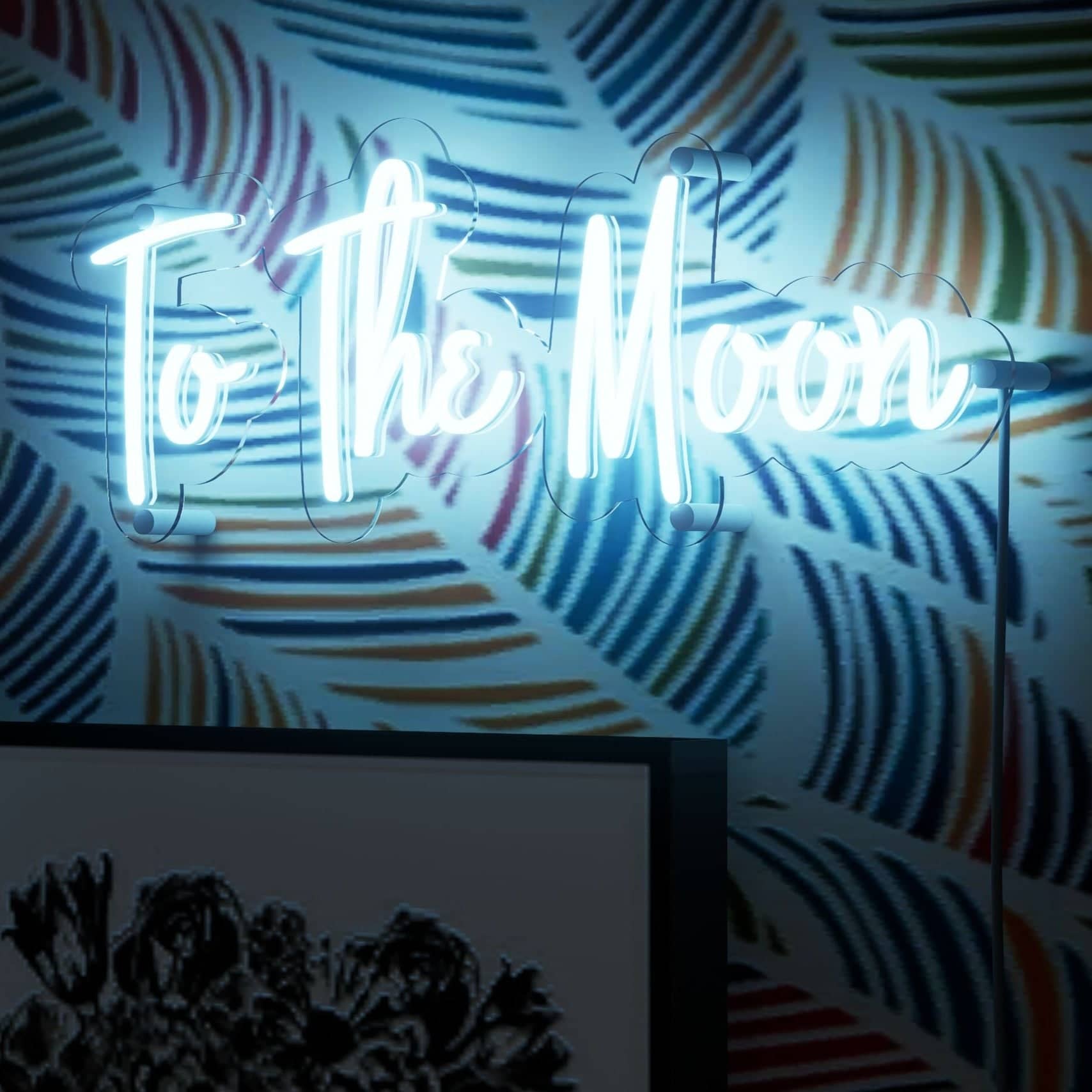 To The Moon bedroom neon sign adds whimsical charm