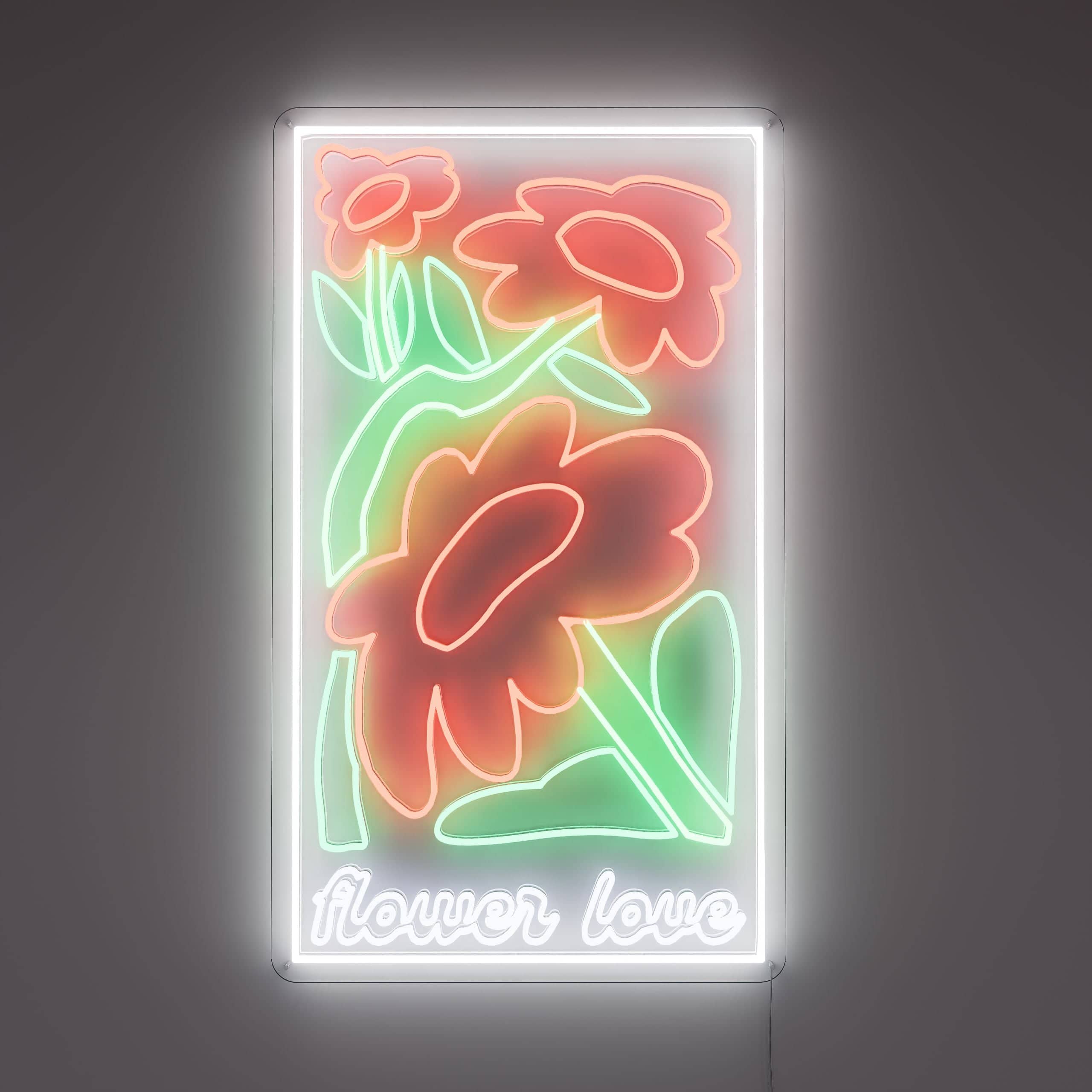 Flower Love Neon Signs add charm to living rooms