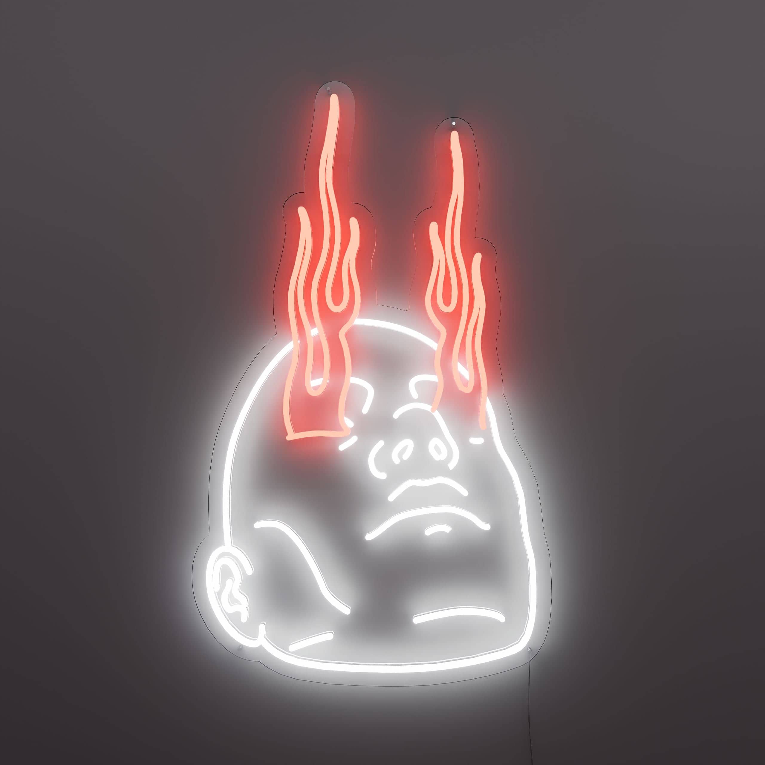 Fiery Gaze red neon sign lights up living room