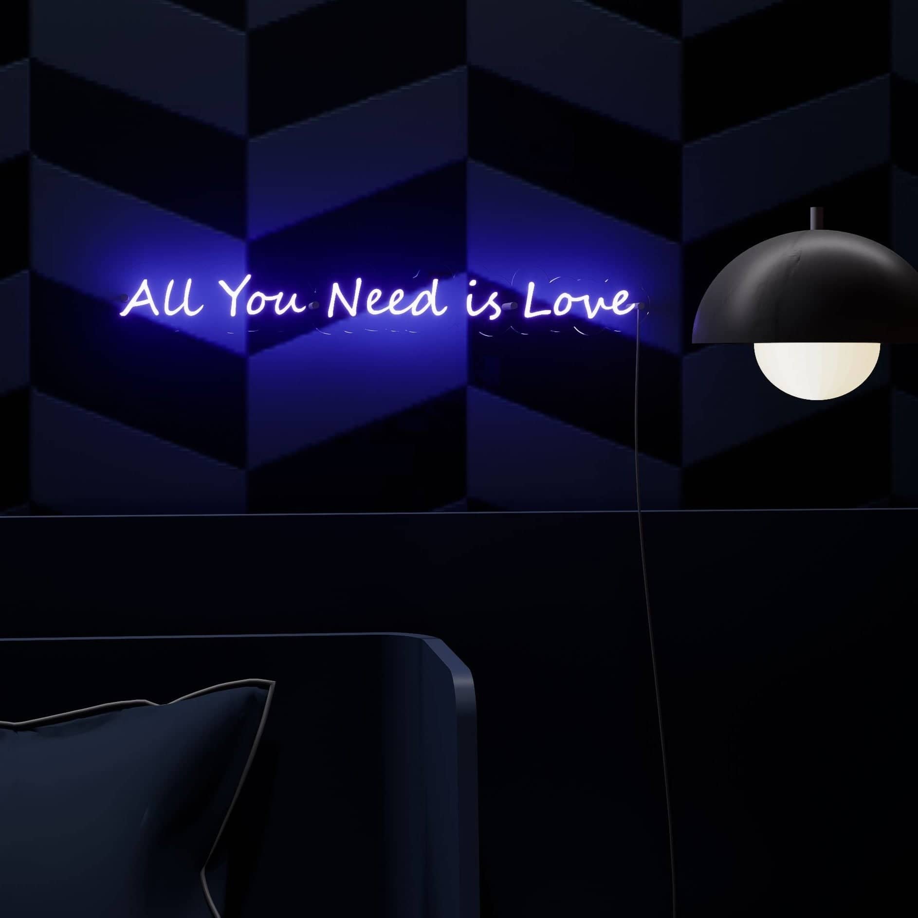 Stylish All You Need is Love bedroom decor.