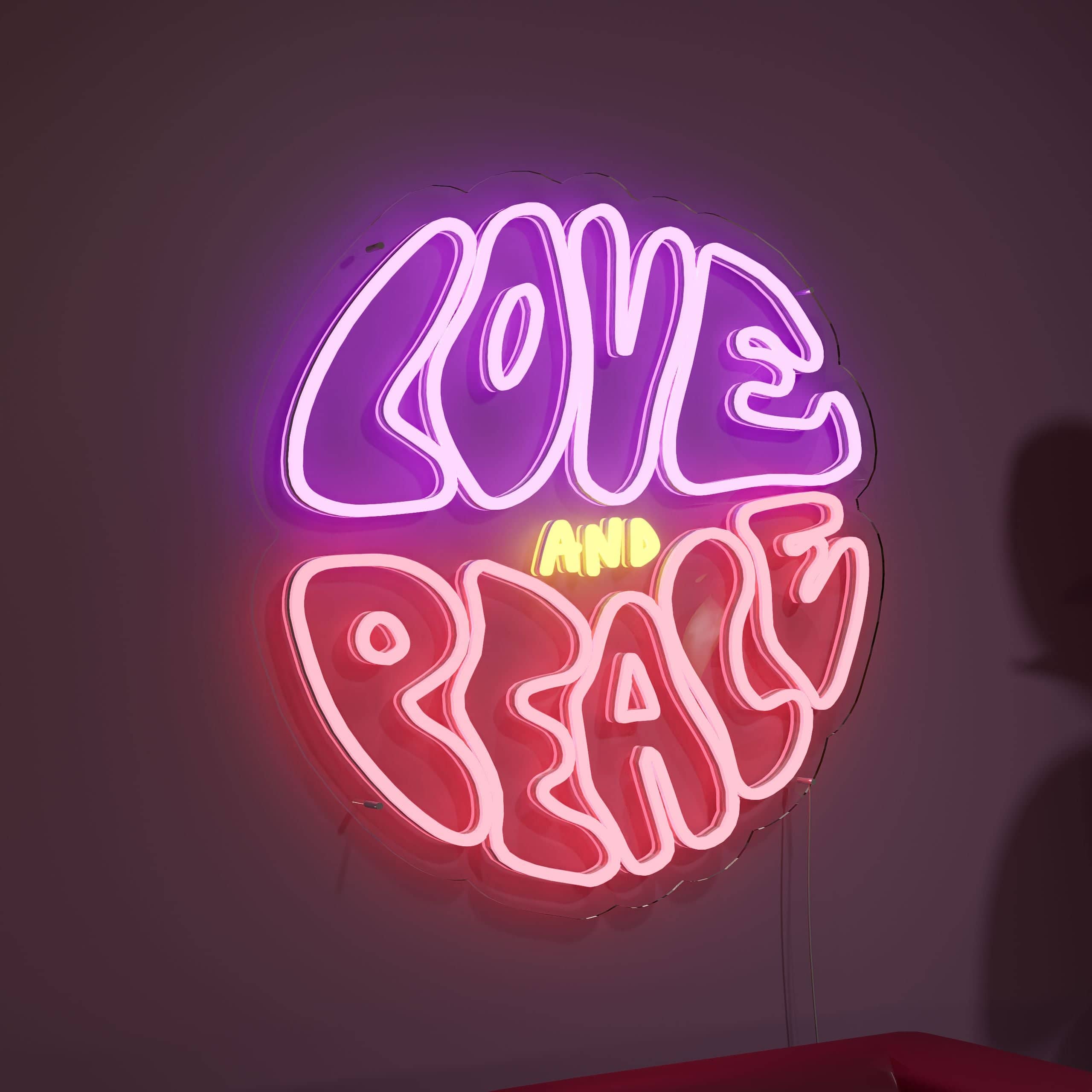 Love And Peace Neon Sign adds color to living rooms