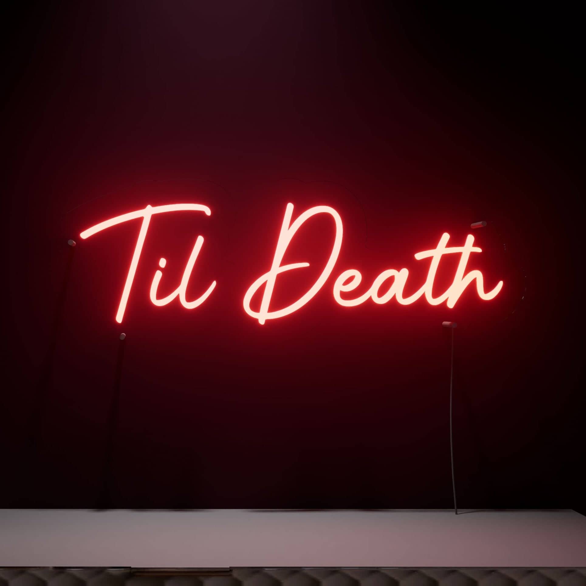 Aesthetic neon sign Til Death enhances decor