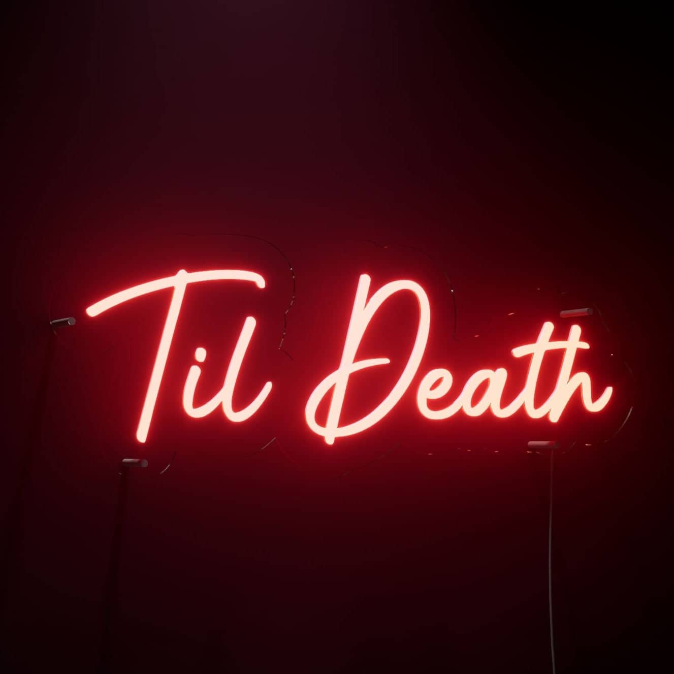 Til Death neon sign adds romance to bedrooms