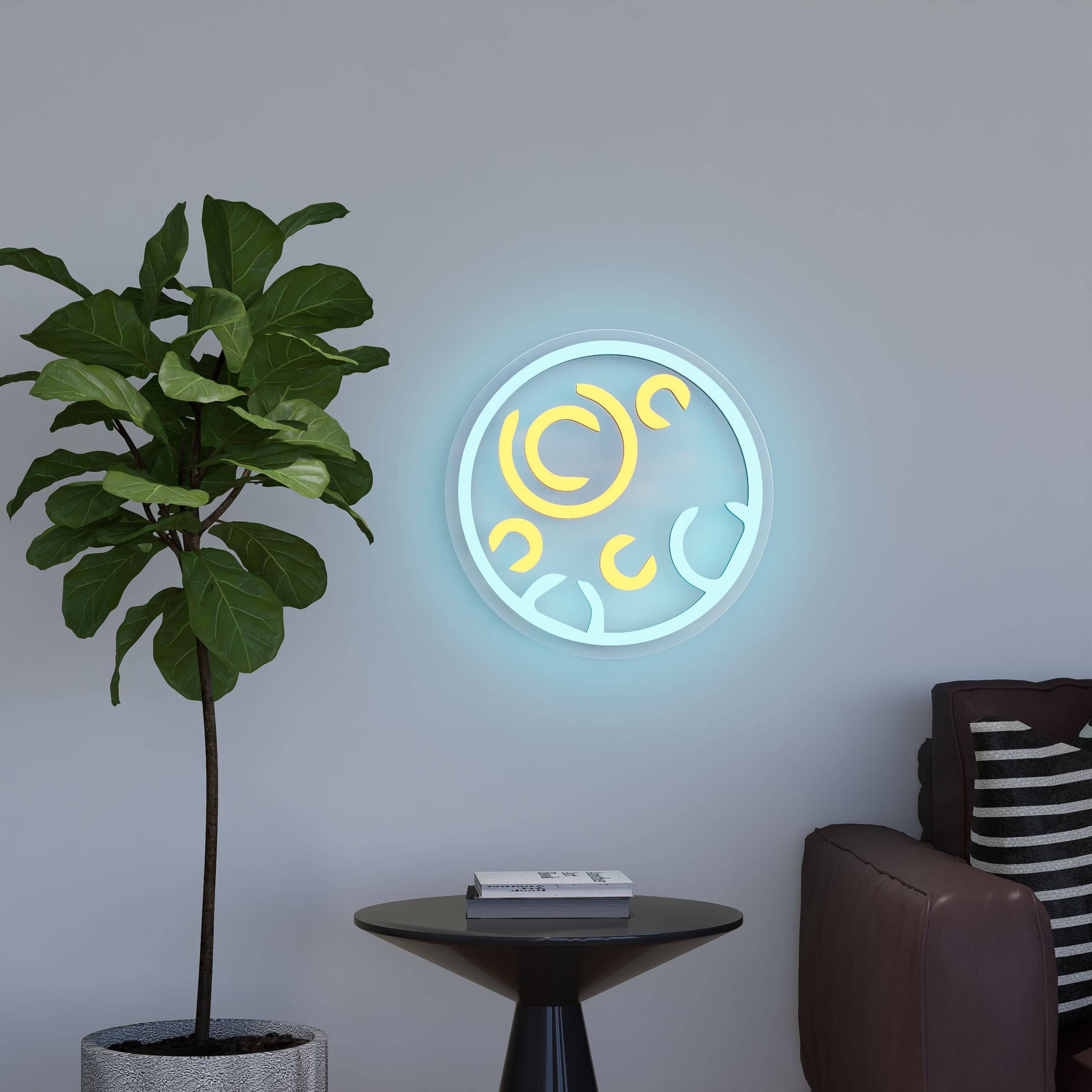 Bright neon kids sign for Lunar Phases Neon room decor.