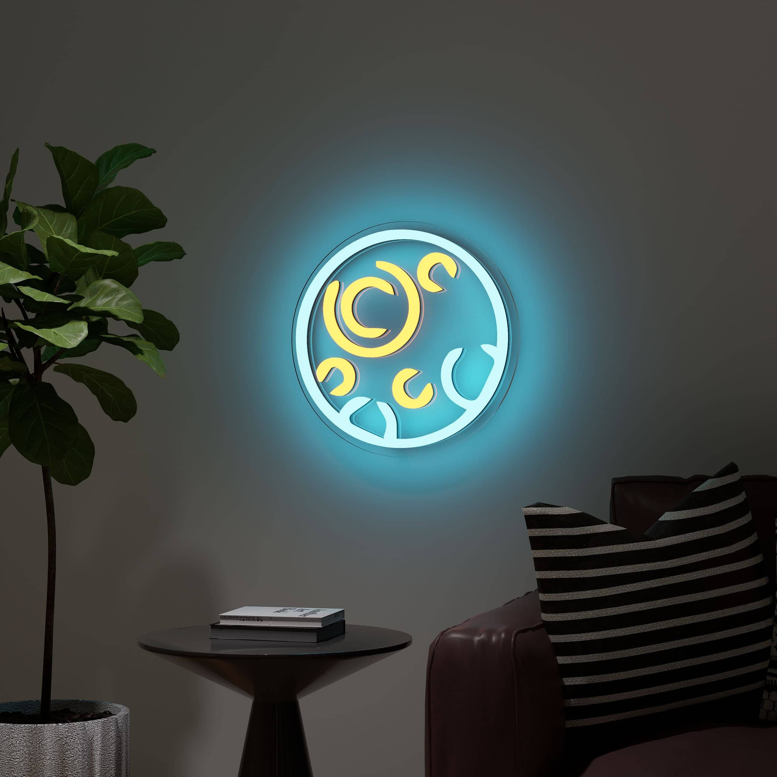 Custom kids neon sign lighting up Lunar Phases Neon room.'