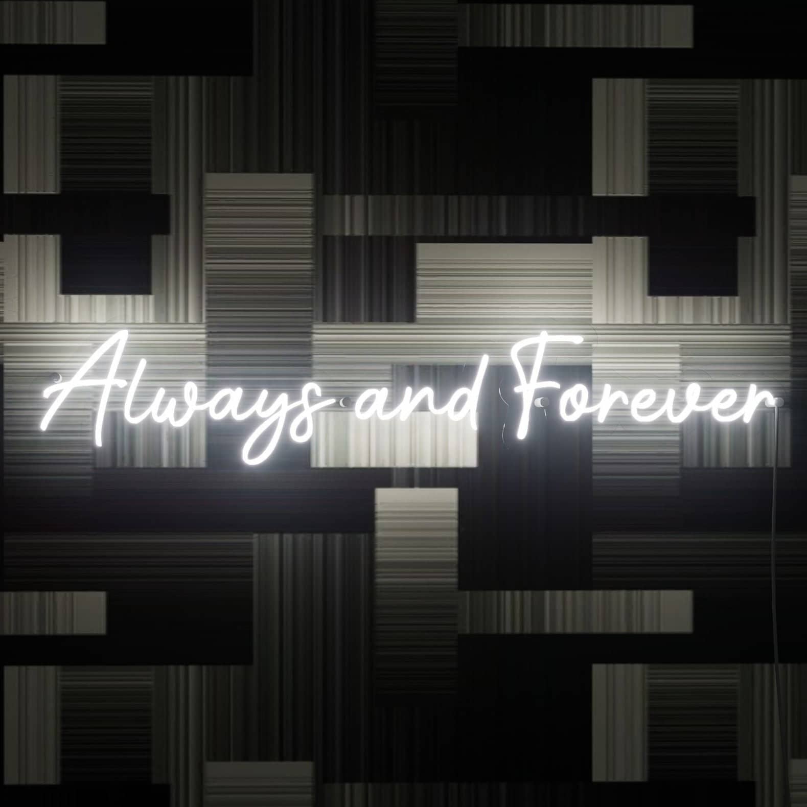 Always and Forever glass neon sign lights up spaces