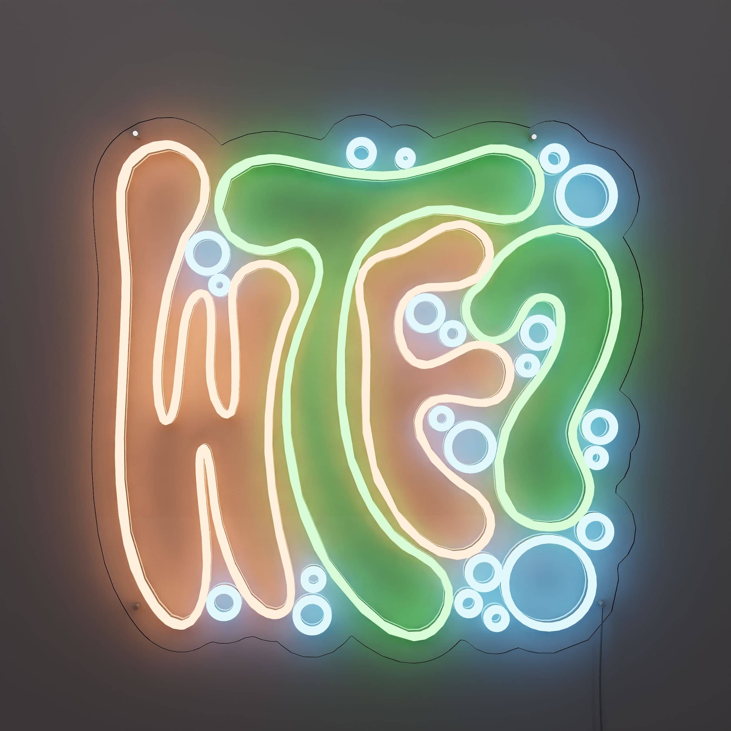 Bubbles WTF Neon Sign adds fun to gym rooms