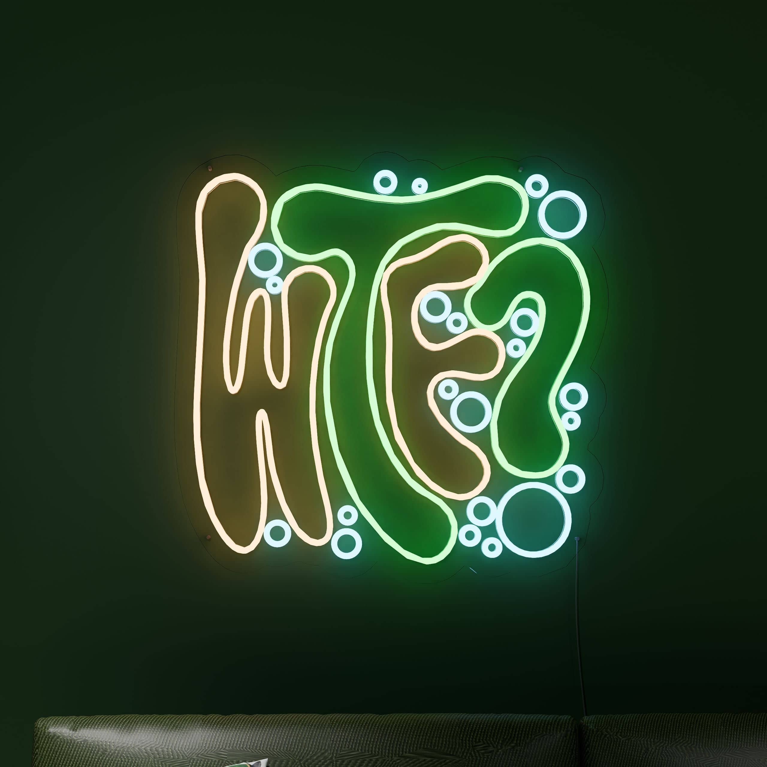 Vibrant Bubbles WTF sign motivates fitness enthusiasts