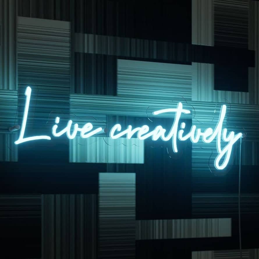 Live Creatively glass neon sign showcasing cool neon signs for vibrant decor