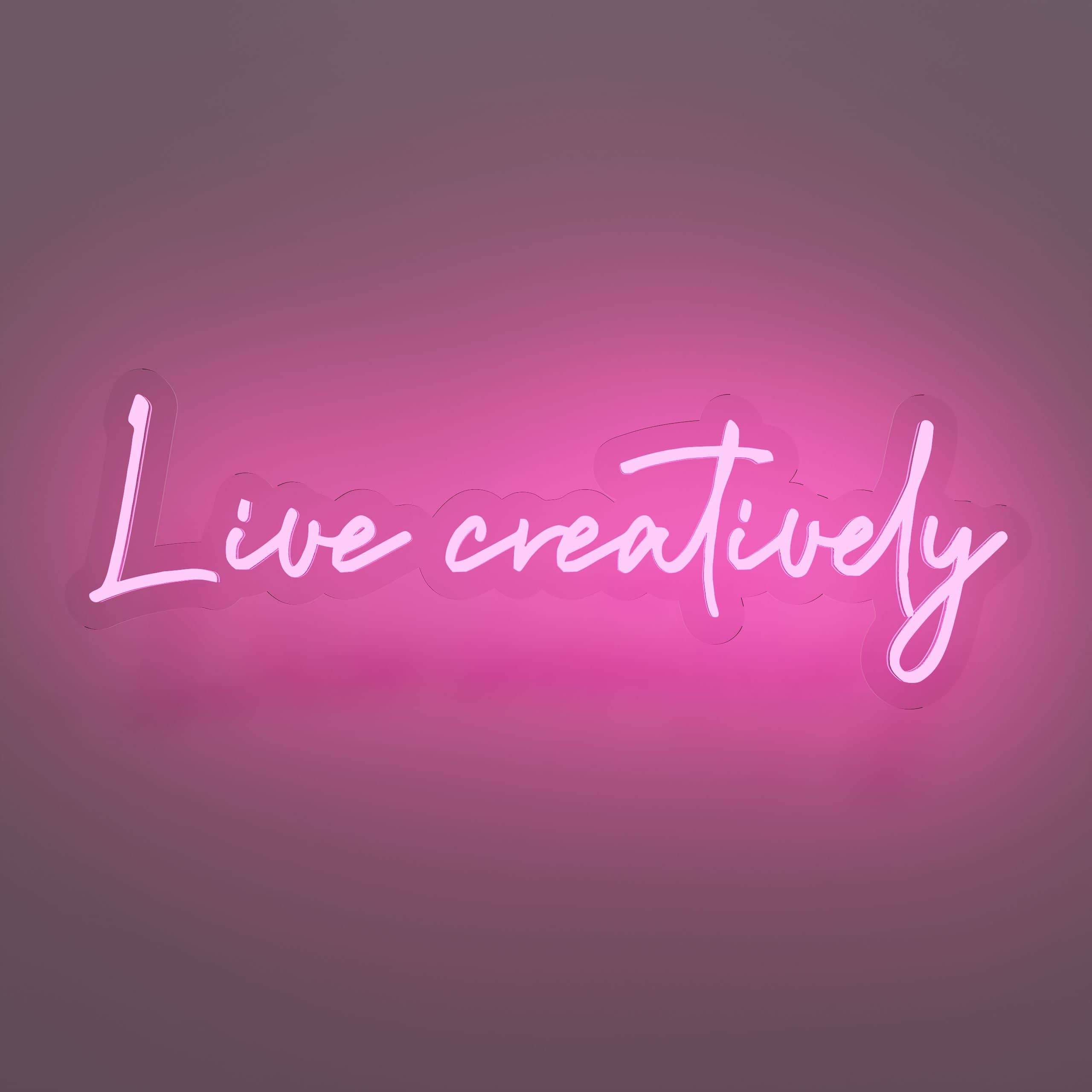 Live Creatively's cool neon sign, a masterpiece of modern glass art