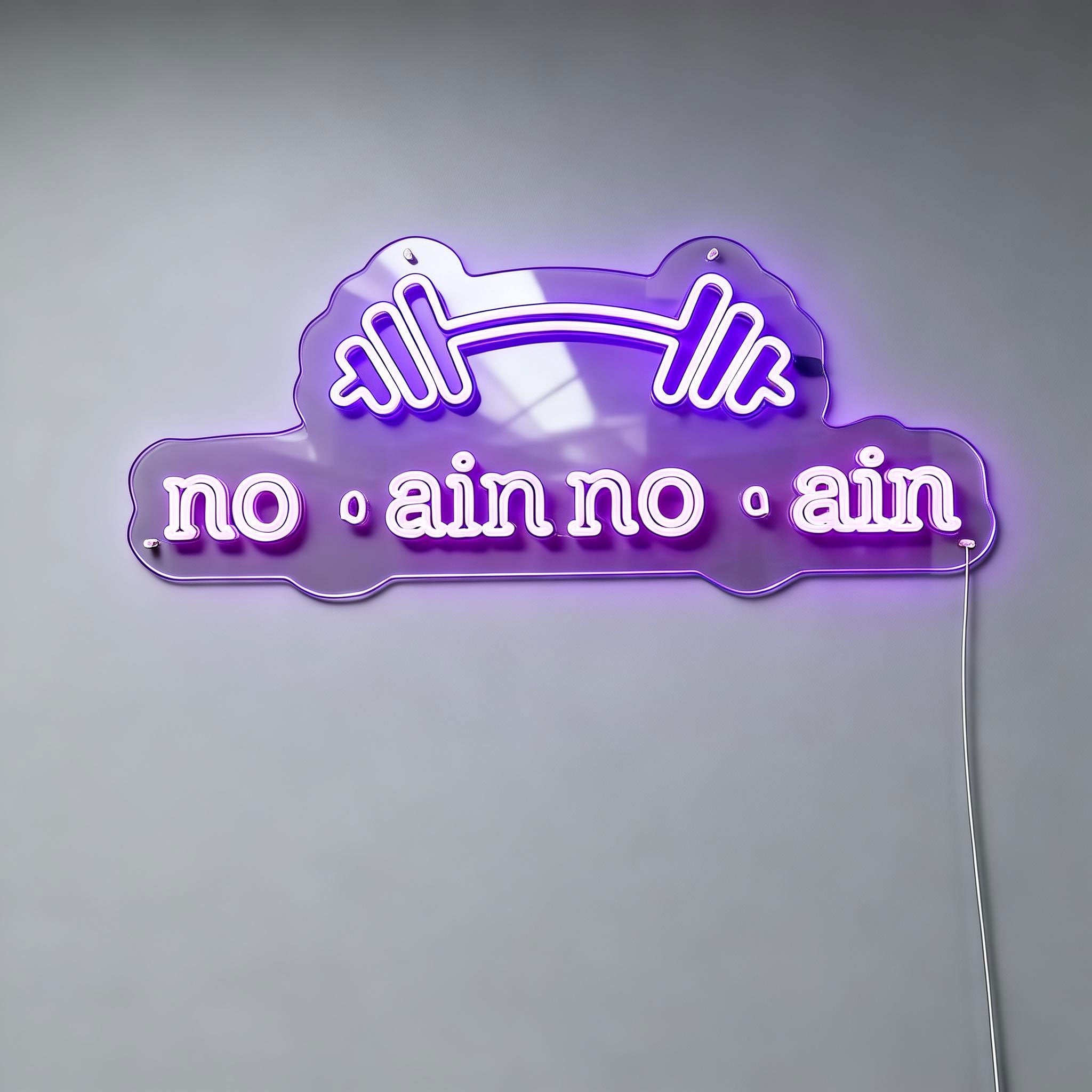 Barbell neon sign No Pain No Gain