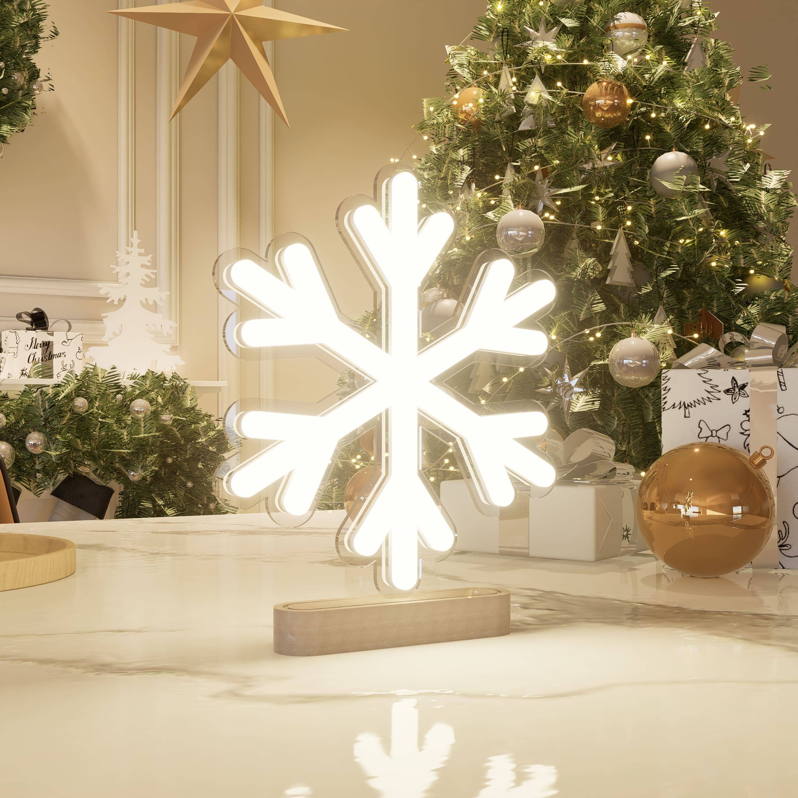 Christmas Snowflake Wooden Base Sign