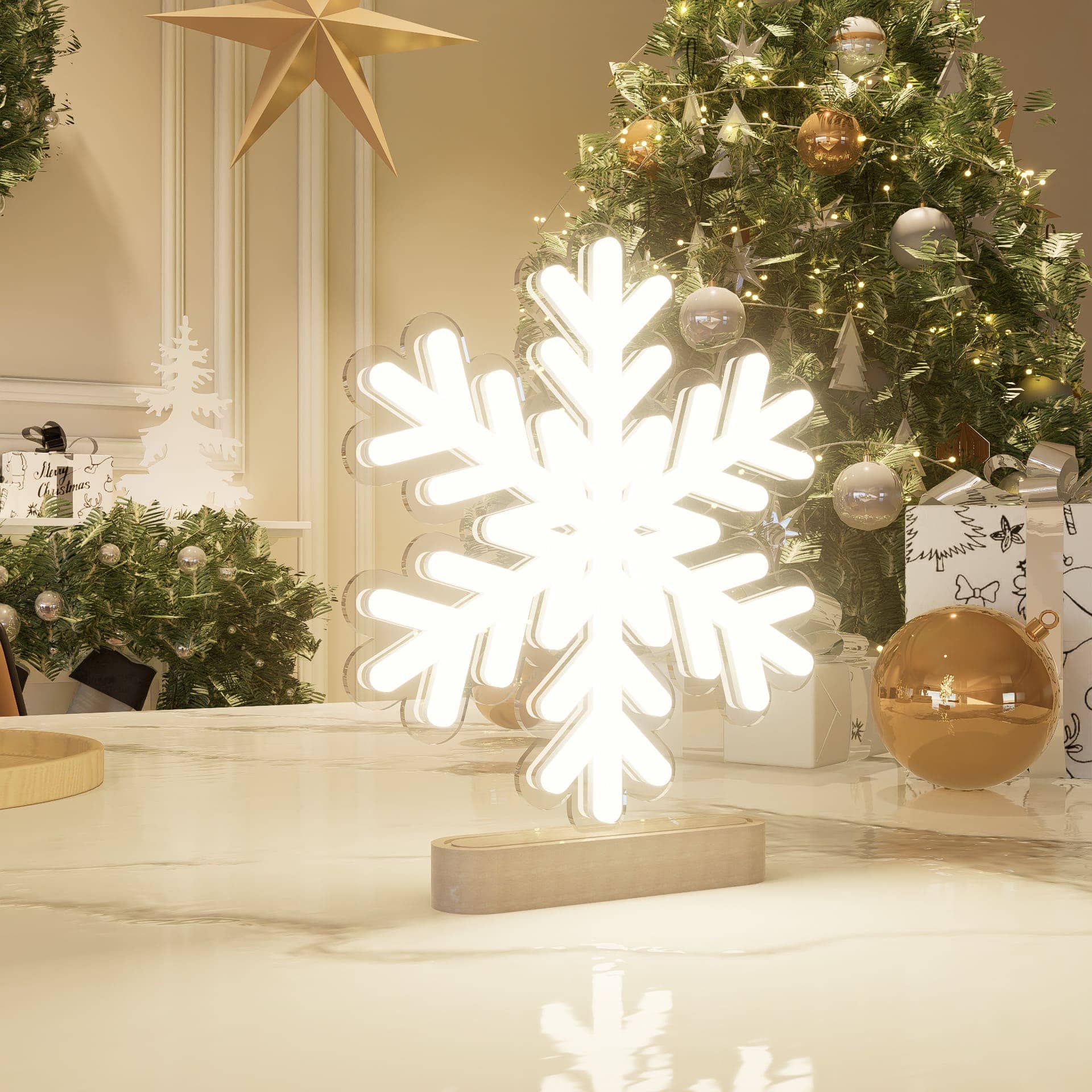 Merry Christmas Sign Winter Flake