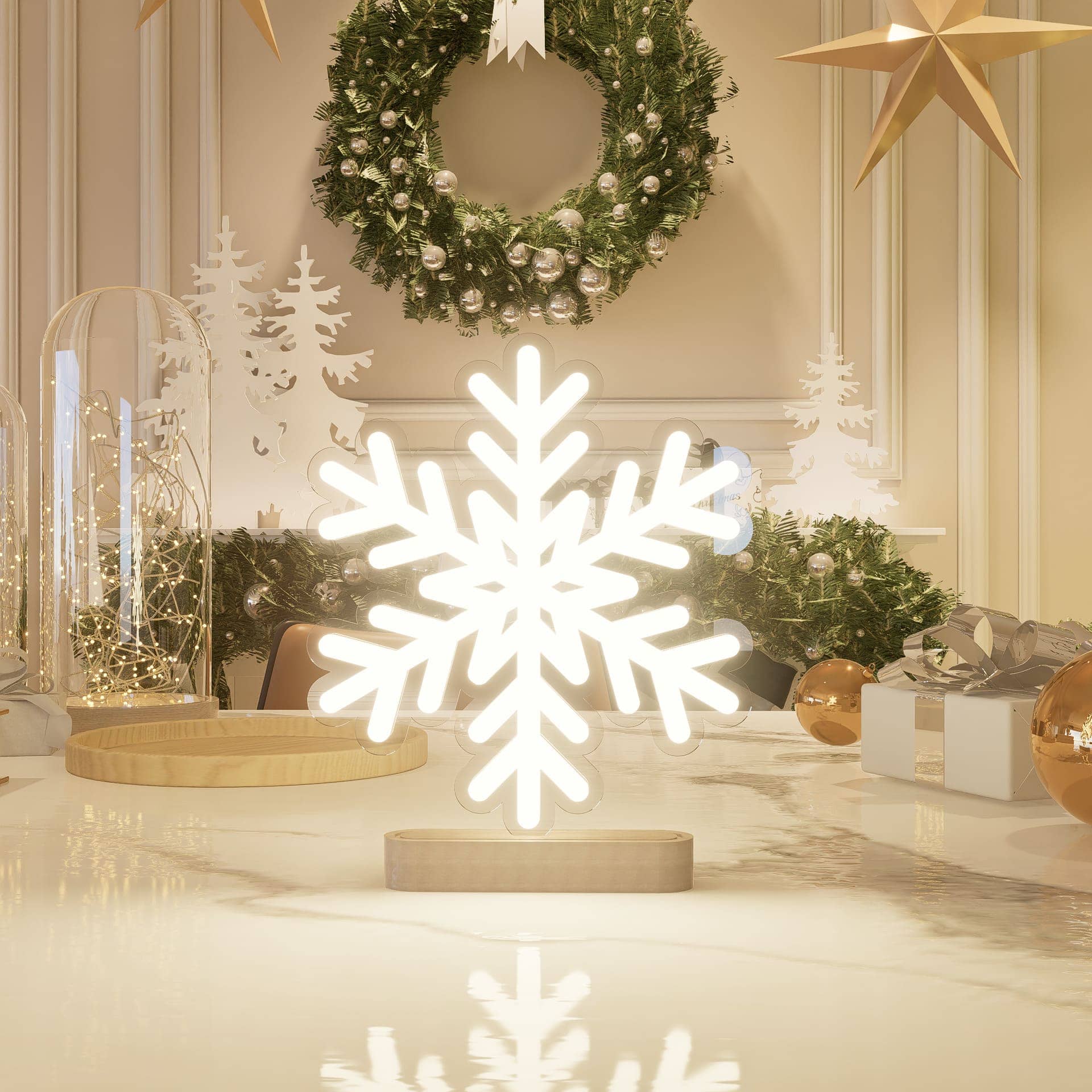Merry Christmas Sign Winter Flake