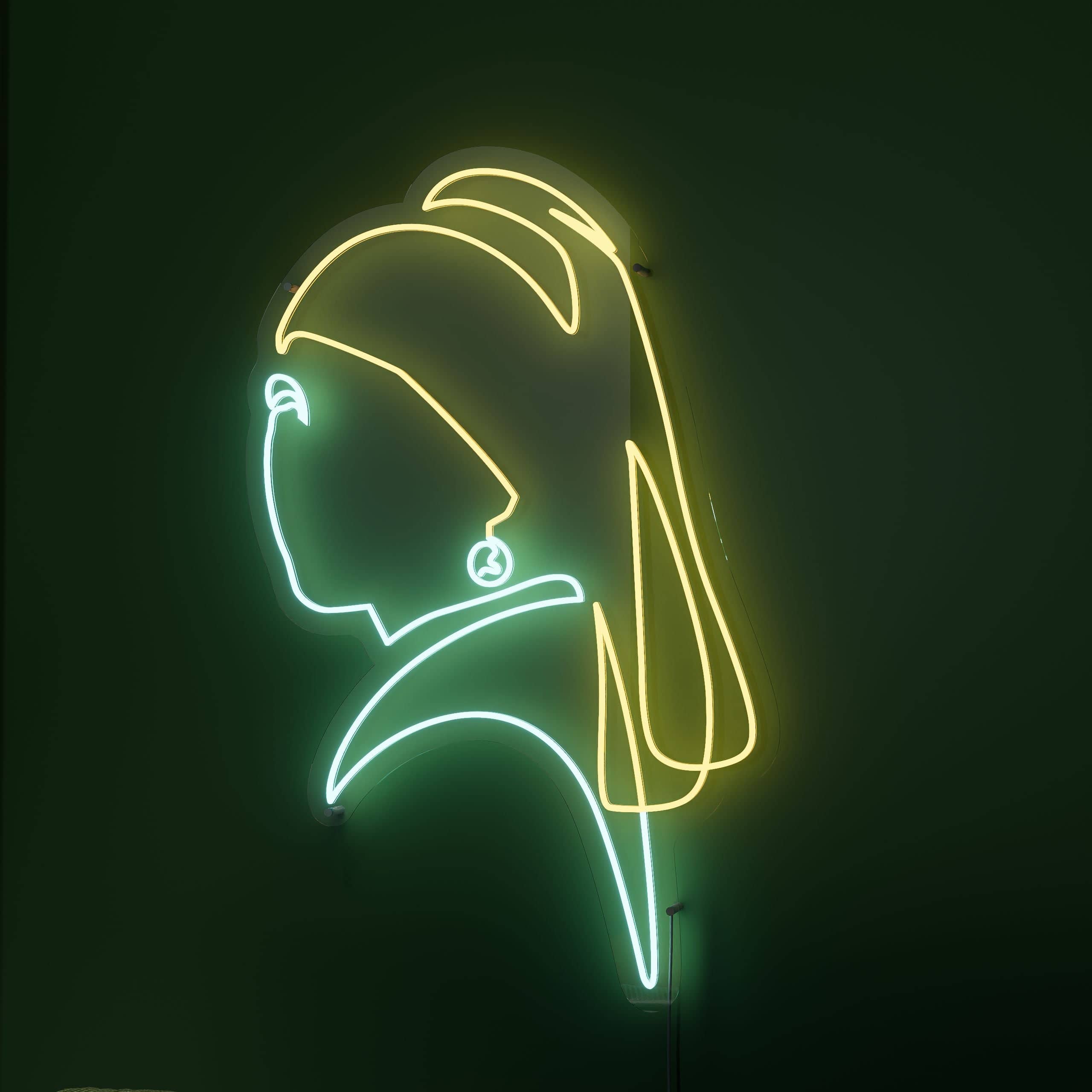 Timeless beauty shines in neon light art form
