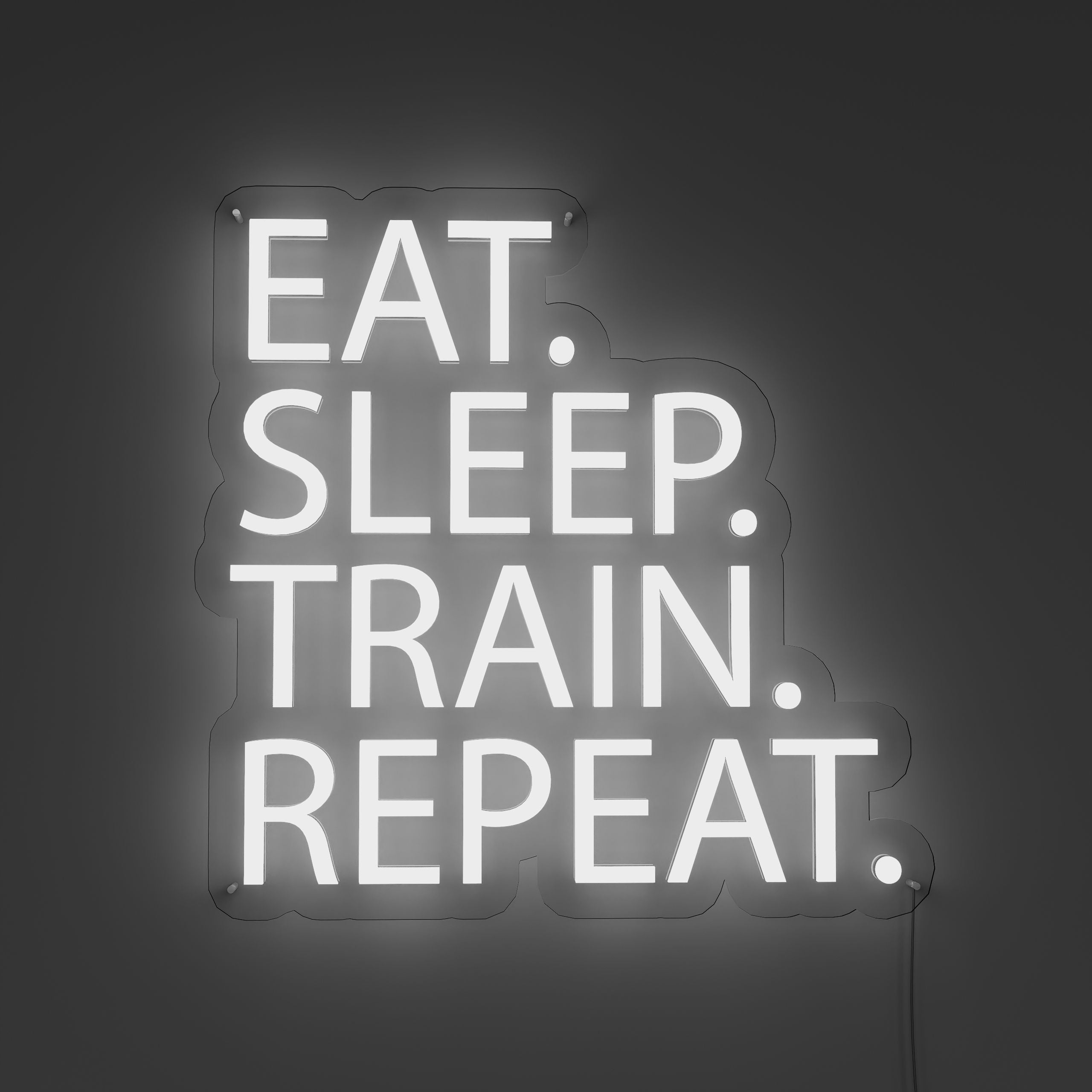 Eat Sleep Train GYM Neon Sign white