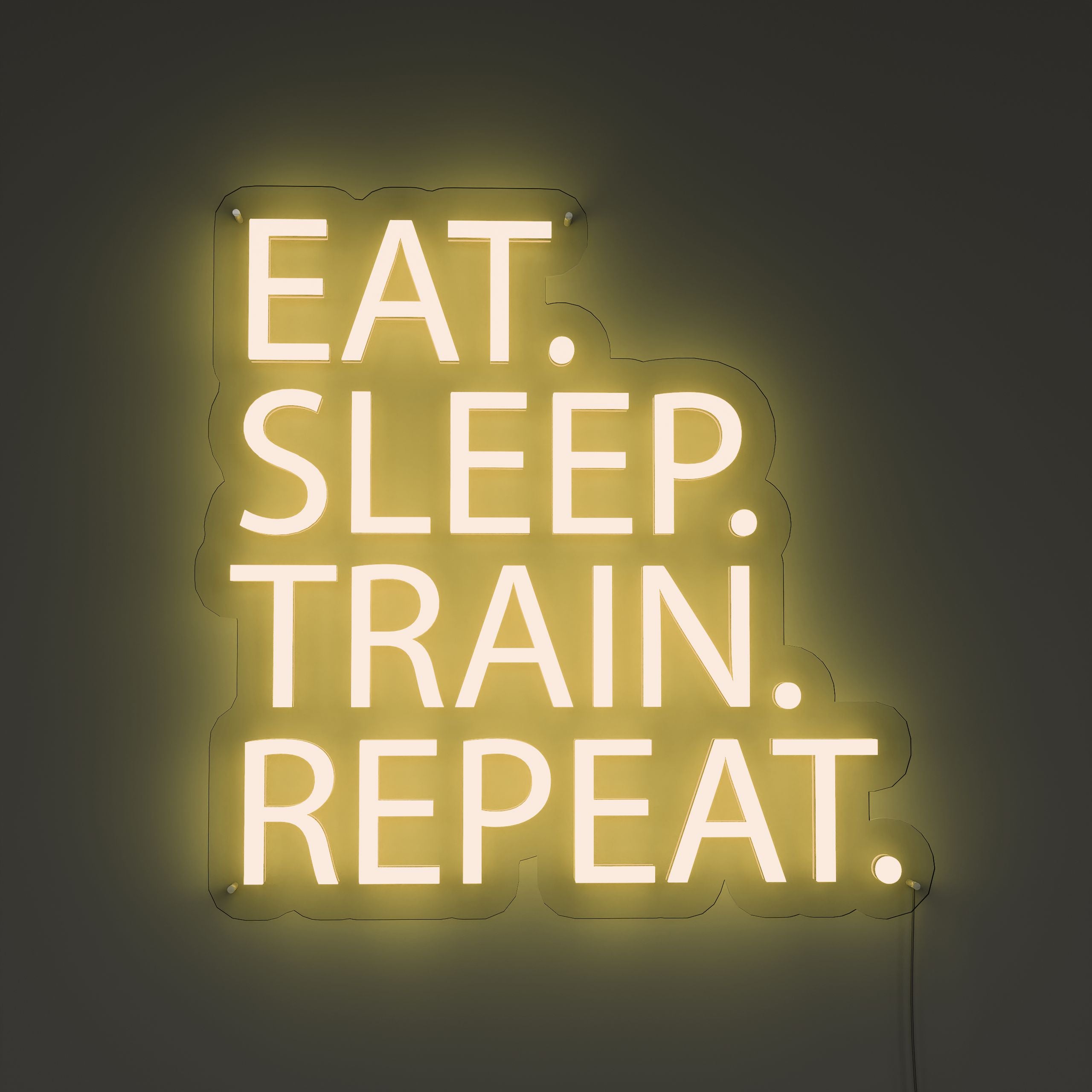 Eat Sleep Train GYM Neon Sign yellow
