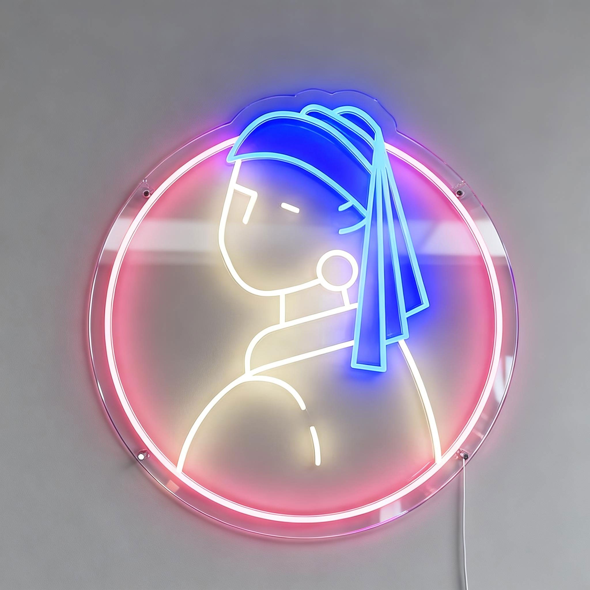 Girl with a Pearl Earring Neon Sign Wall Art