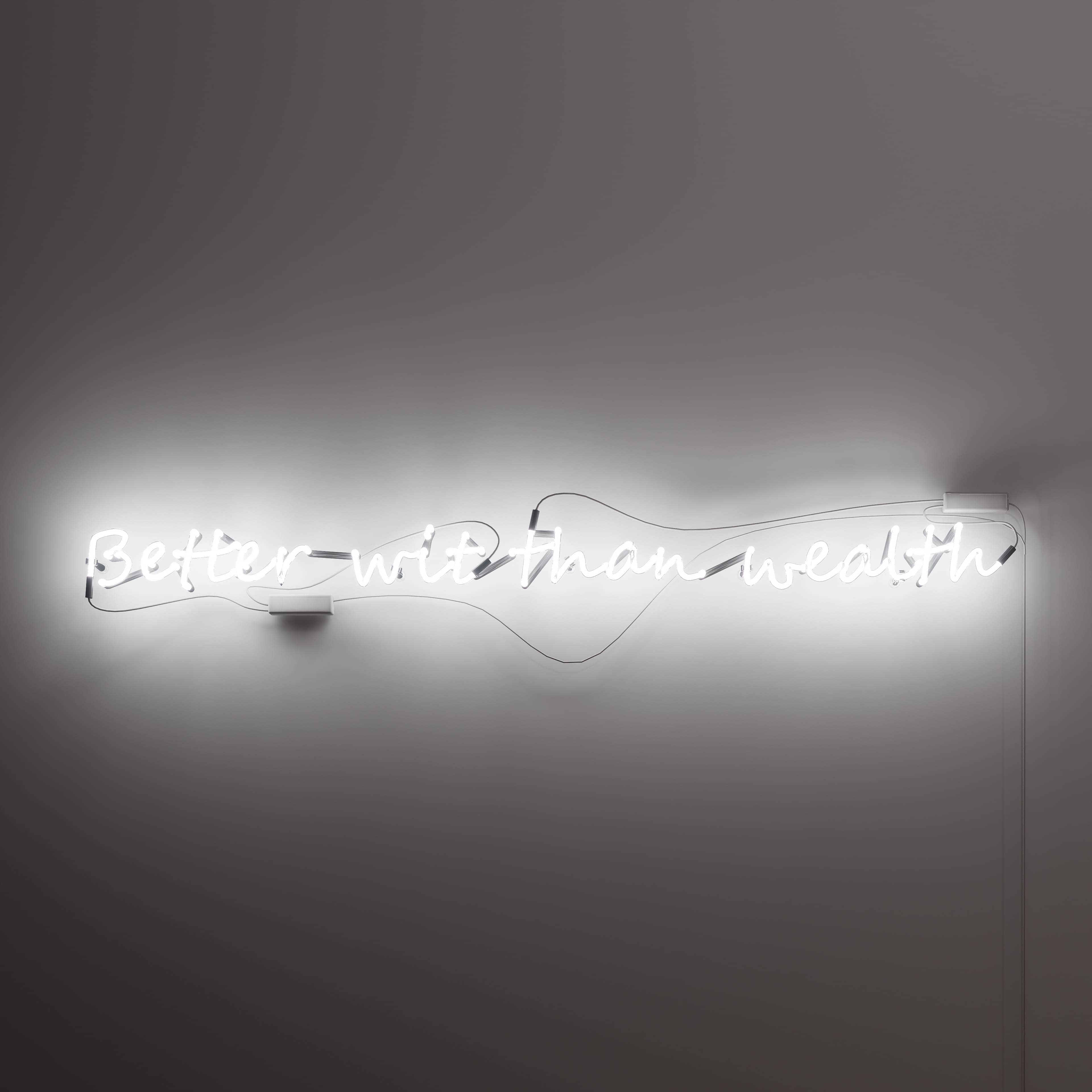 custom outdoor neon signs-behind-'better-wit-than-wealth