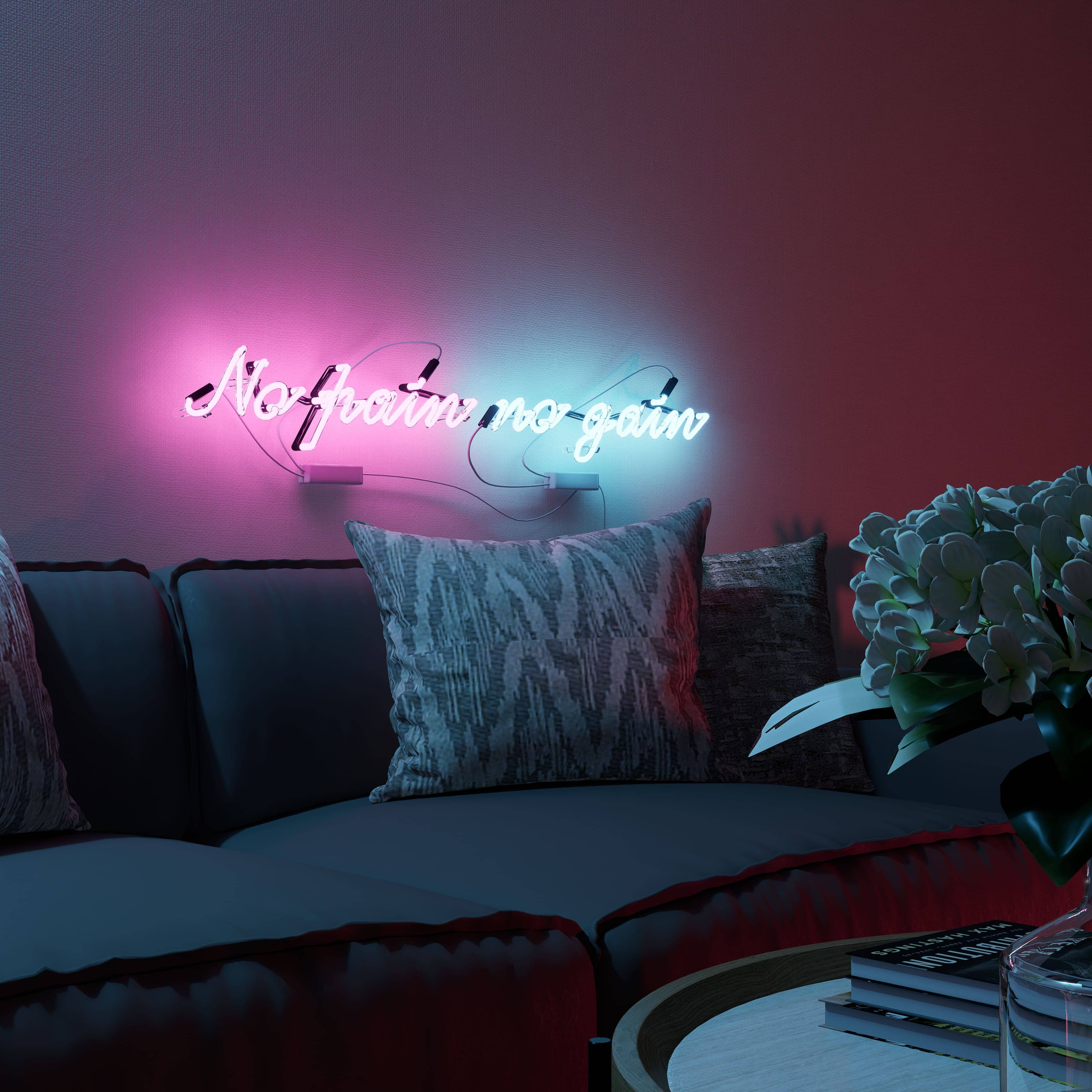 Vintage-inspired No pain no gain neon sign adding a nostalgic touch to decor