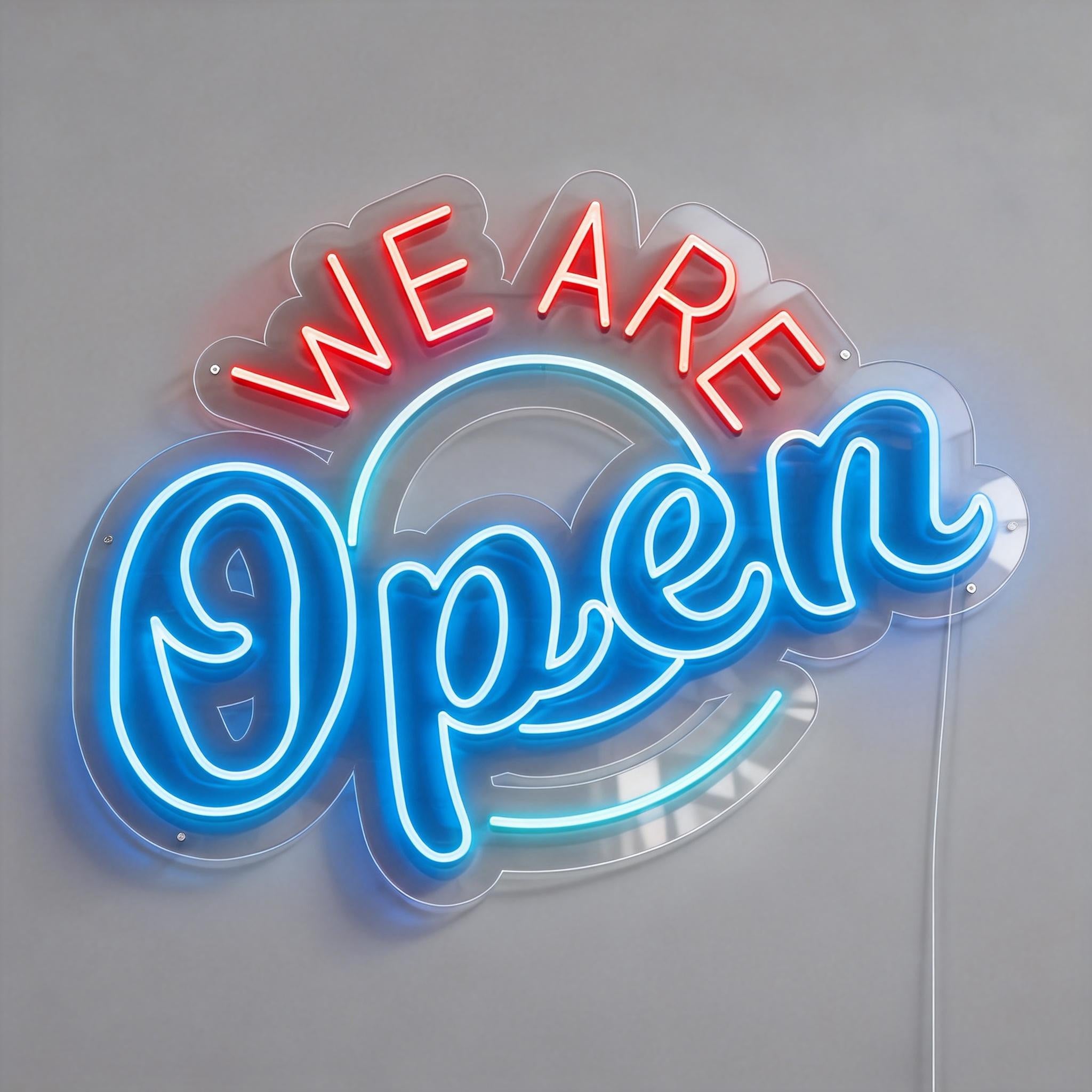 Gradient We Are Open Neon Sign
