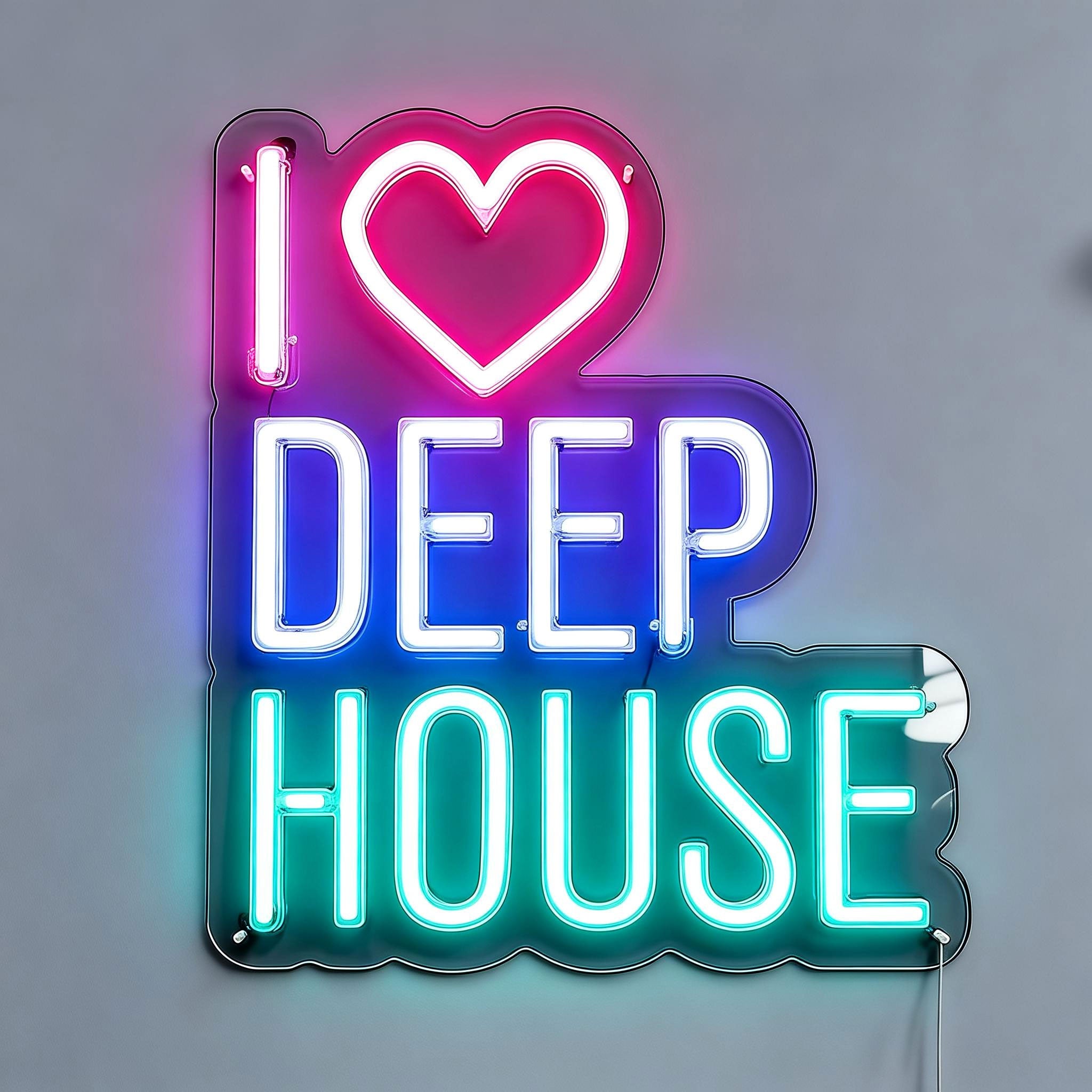 I Love Deep House Live Music Neon Sign