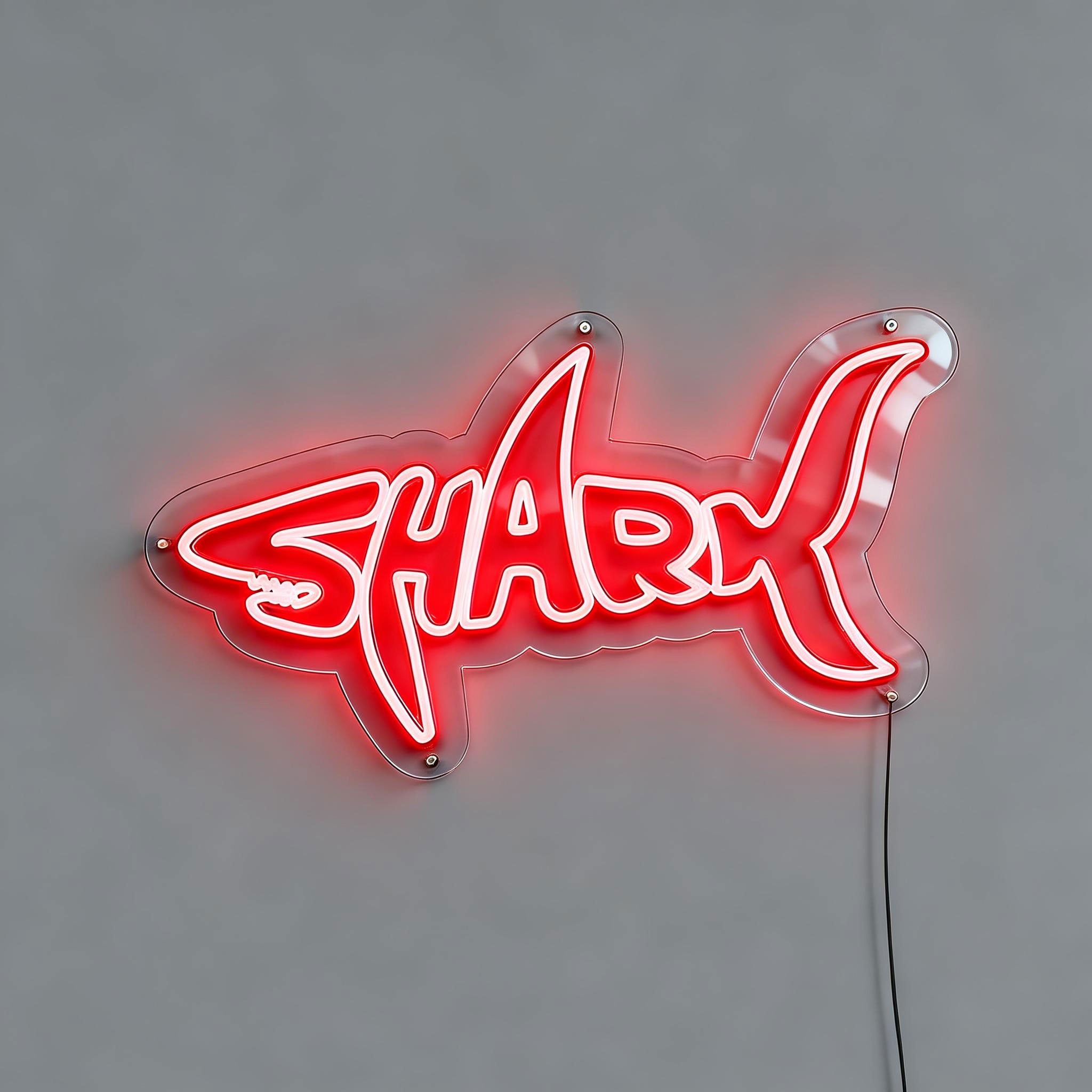 Shark Neon Sign in Pool