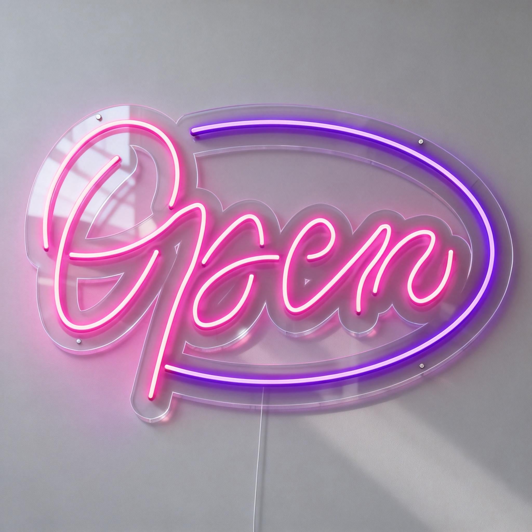 Swirly Open Neon Sign