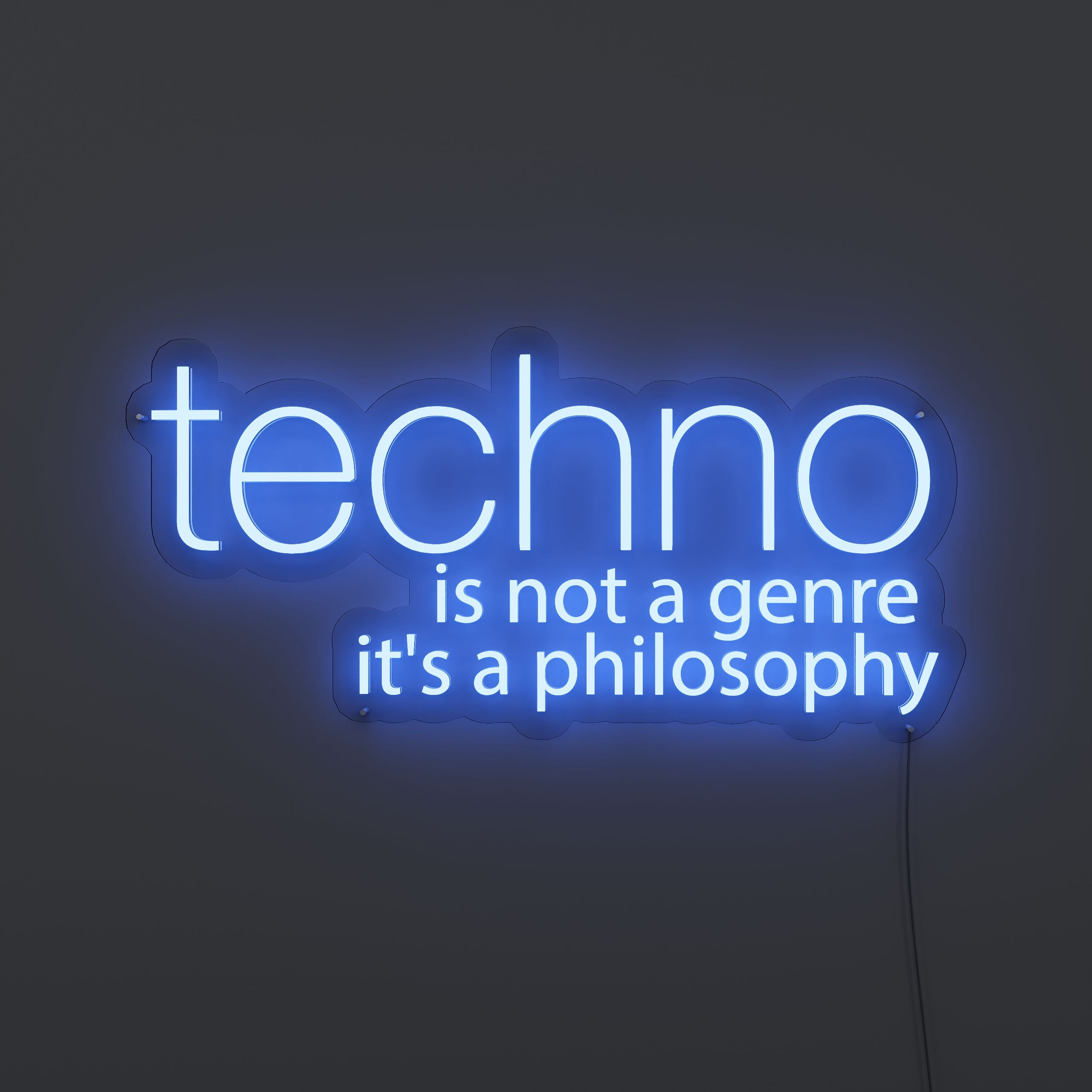 Techno Is Not A Genre Music Neon Sign blue