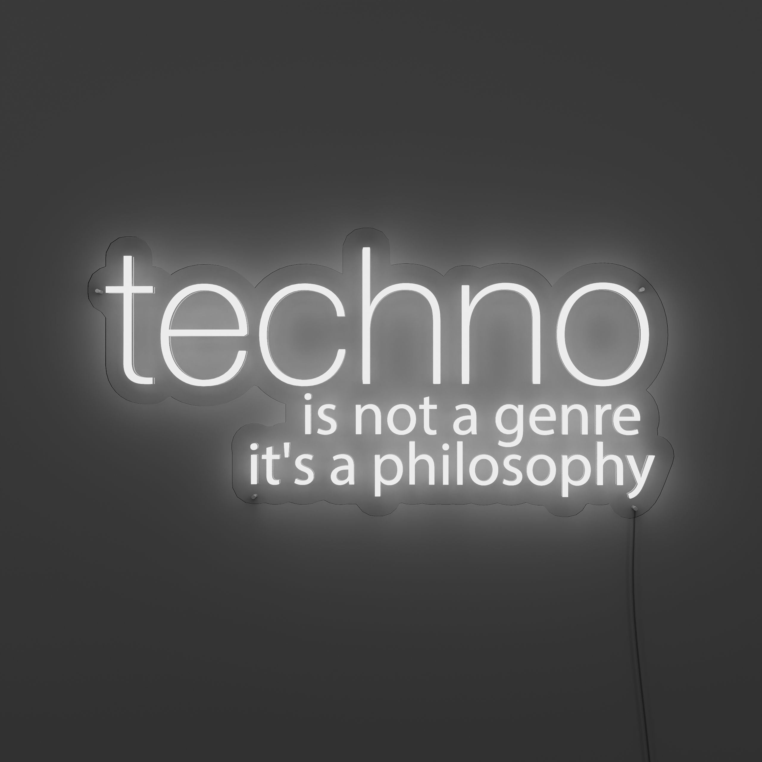 Techno Is Not A Genre Music Neon Sign white