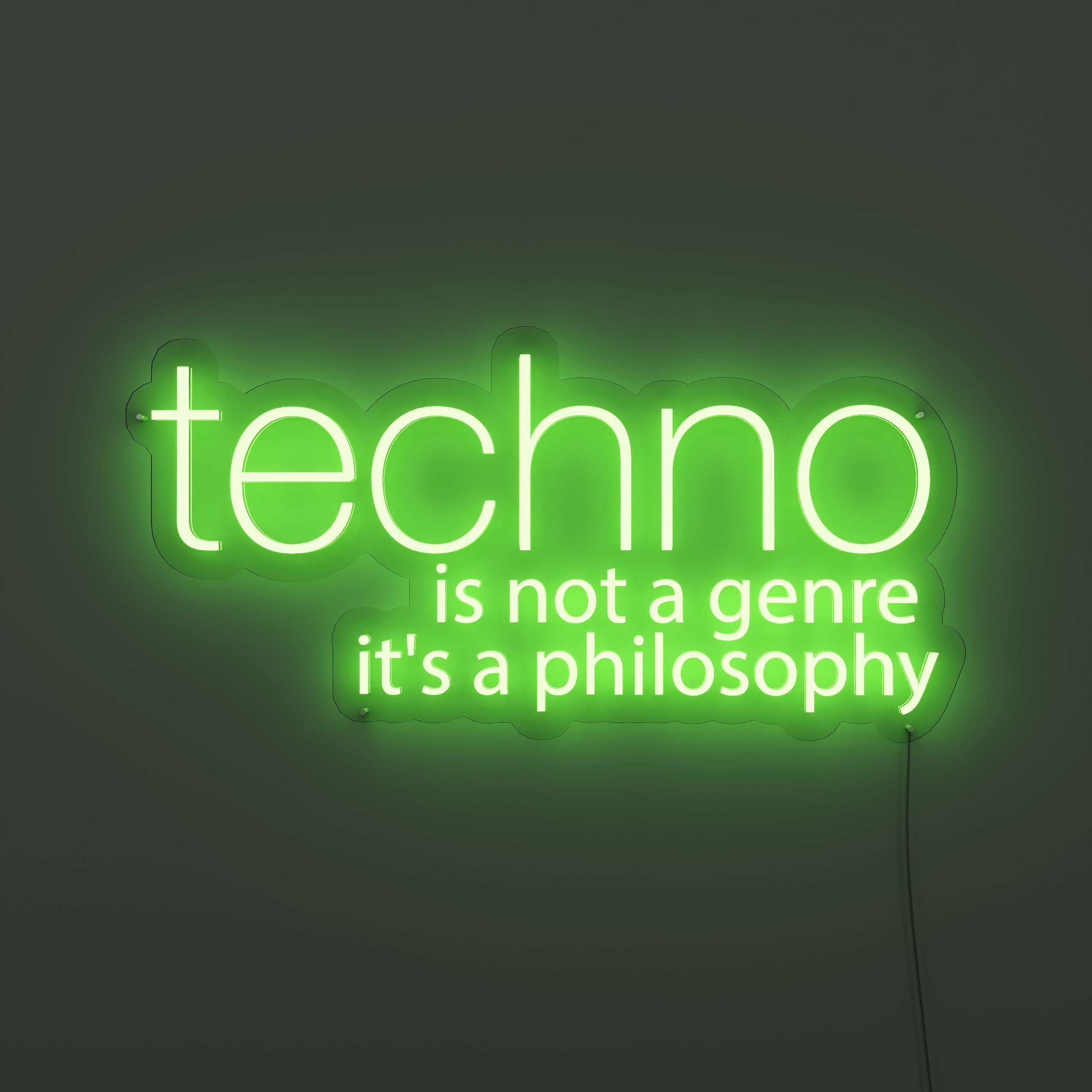 Techno Is Not A Genre Music Neon Sign yellow