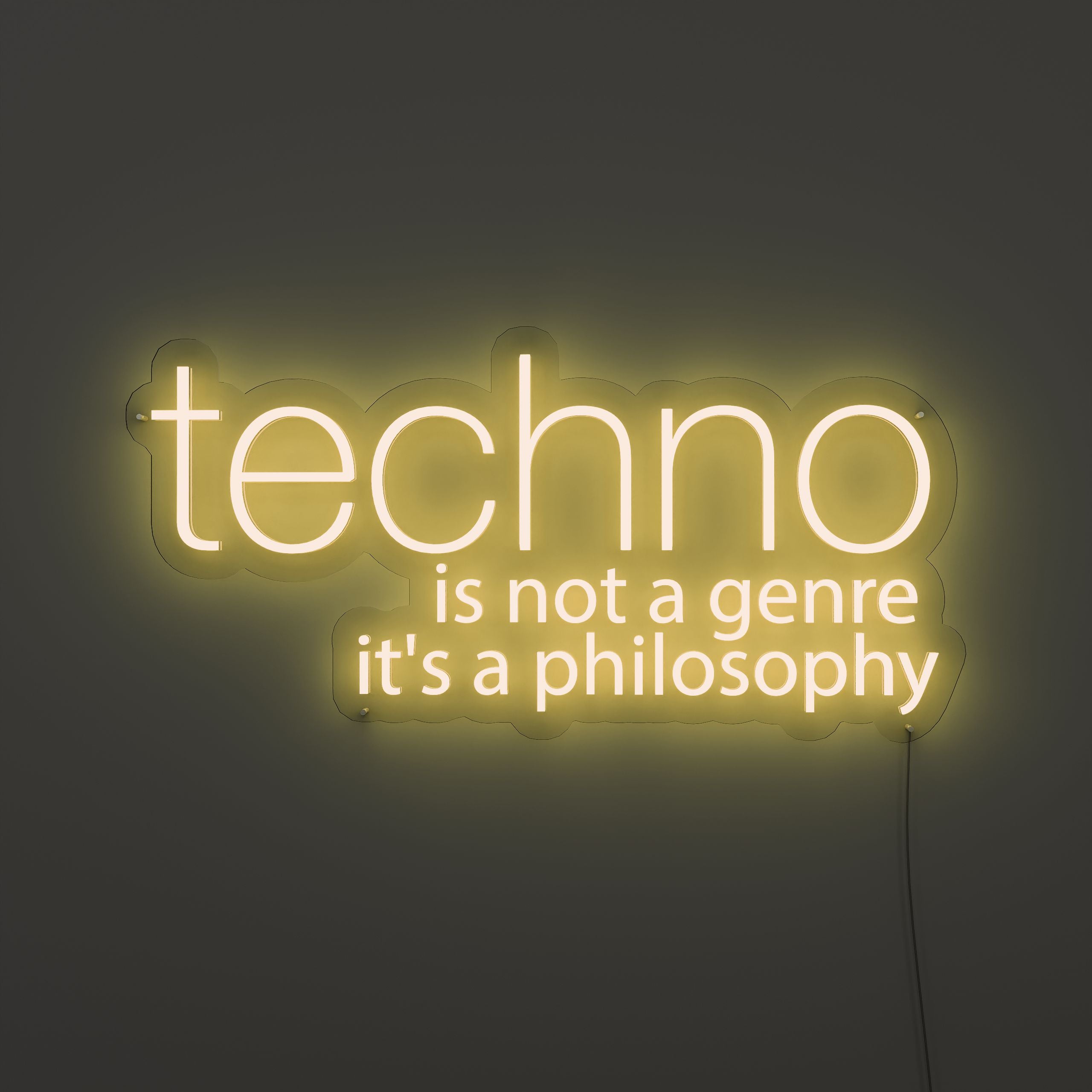 Techno Is Not A Genre Music Neon Sign yellow