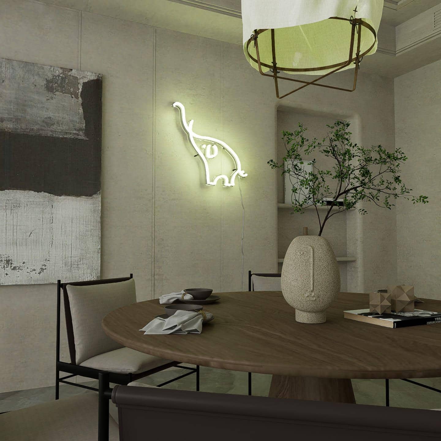 Abstract Neon Sign | Picasso sketch Elephant Elegance - NeonsignLife
