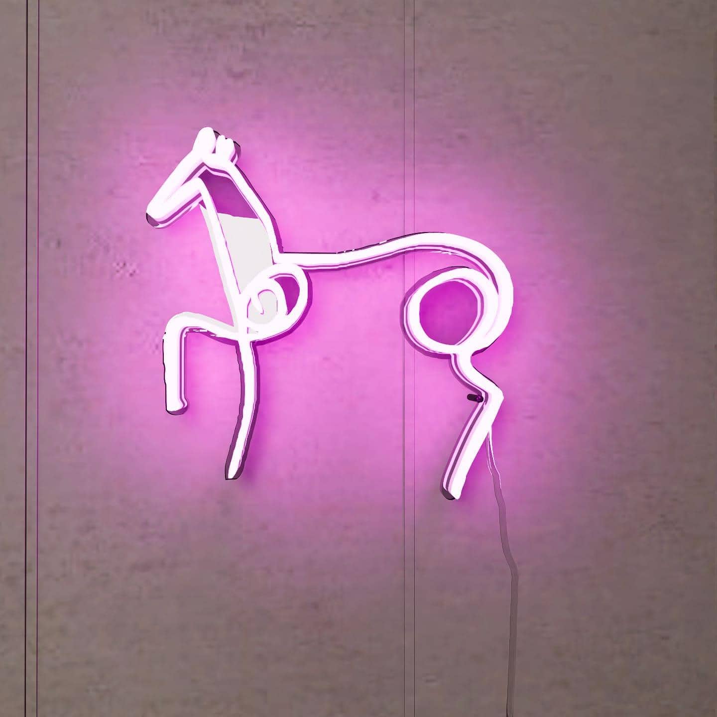 lighted-at-night-picasso-sketch-horse-hanging-on-wall-display-pink?¢