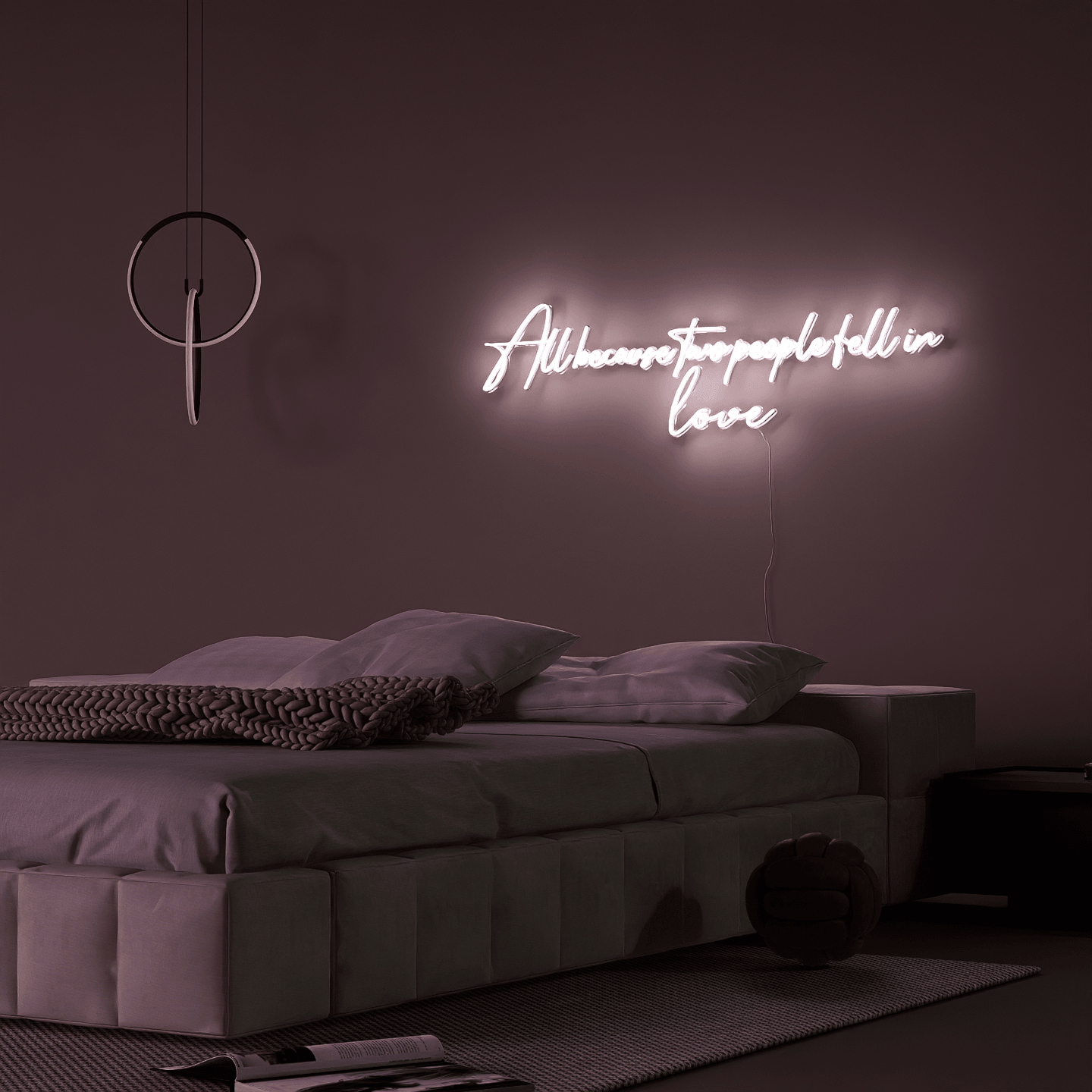 Elegant All Because Two People Fell in Love custom neon sign for wedding backdrop.