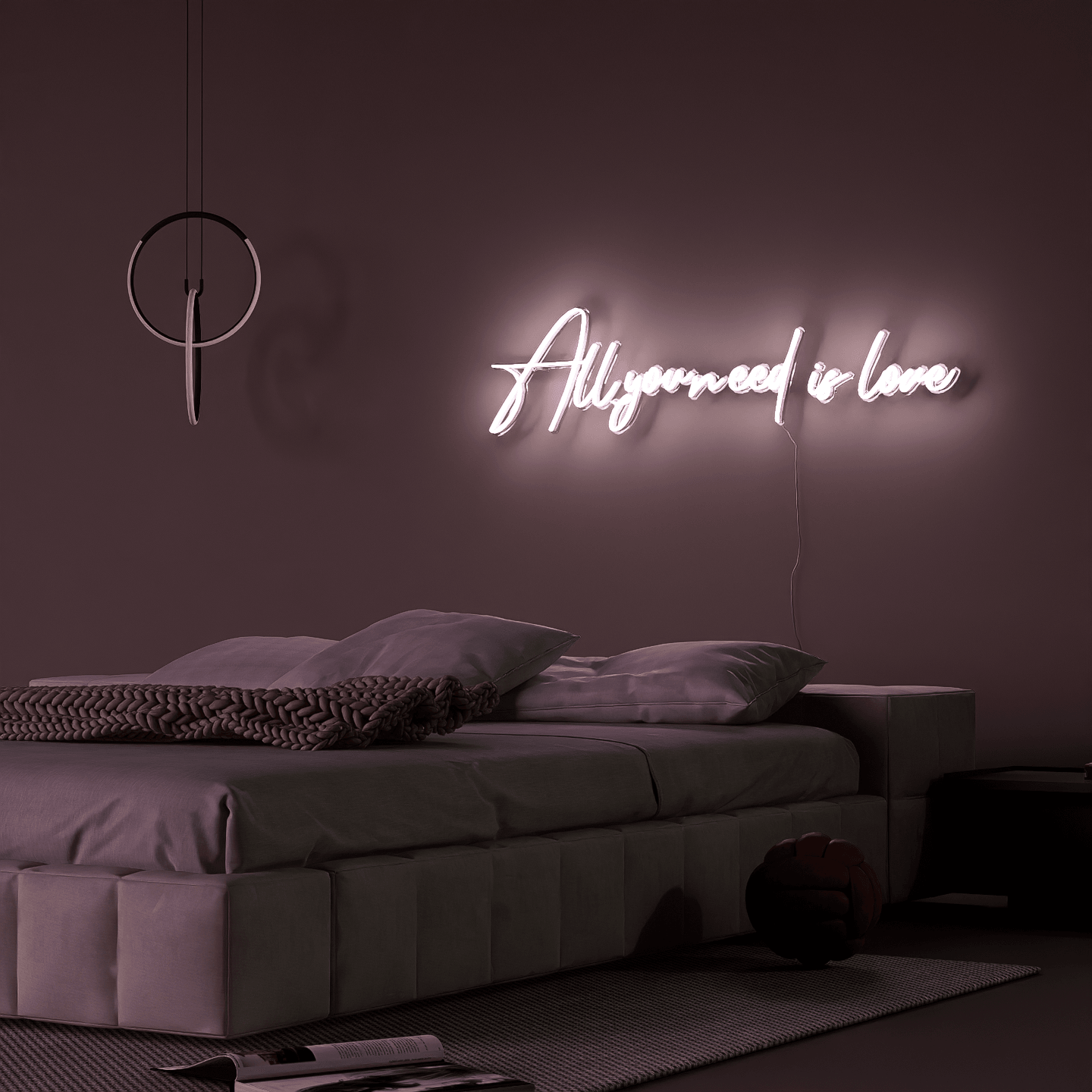Artistic neon wedding sign custom created with All You Need Is Love