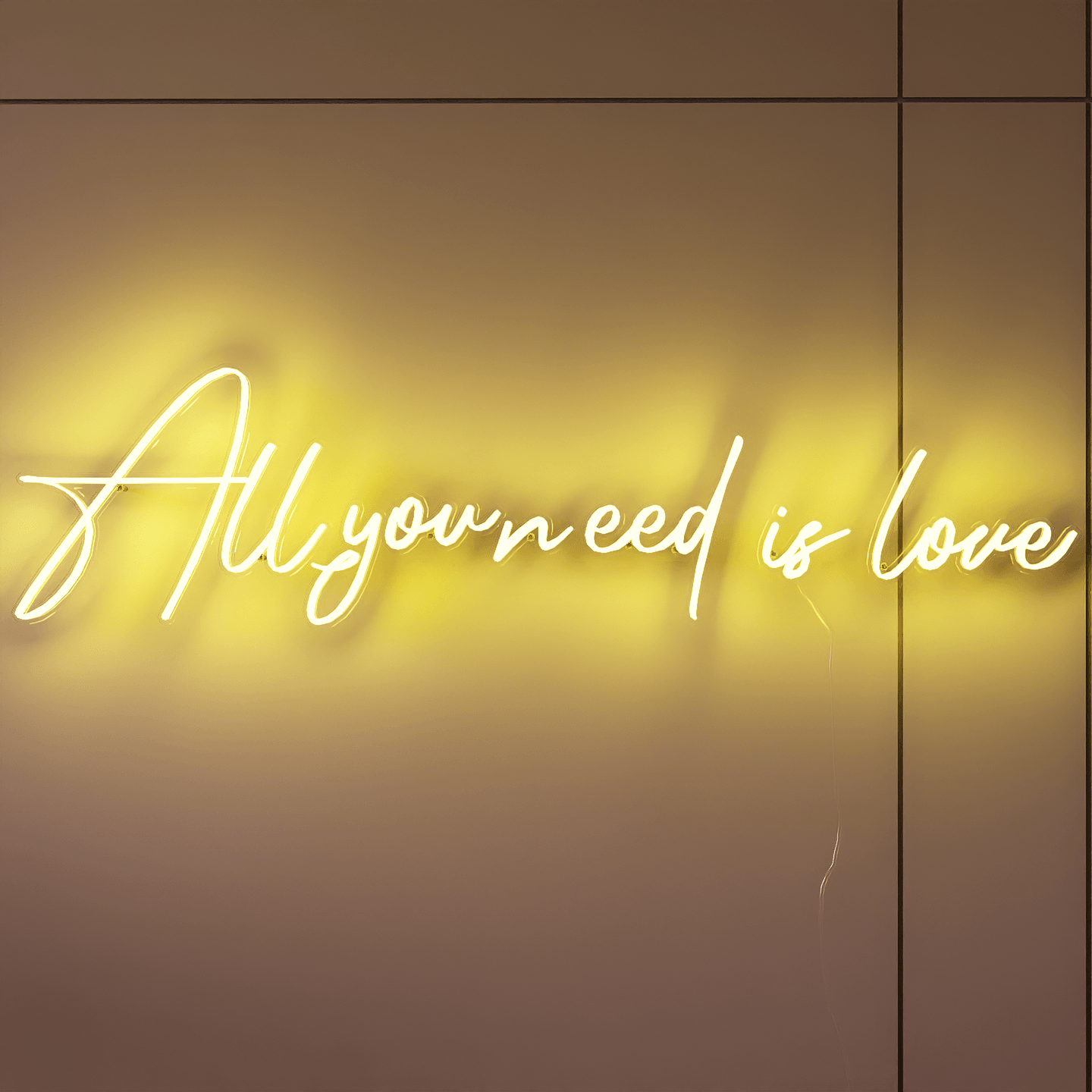 Custom neon sign with All You Need Is Love for wedding celebrations