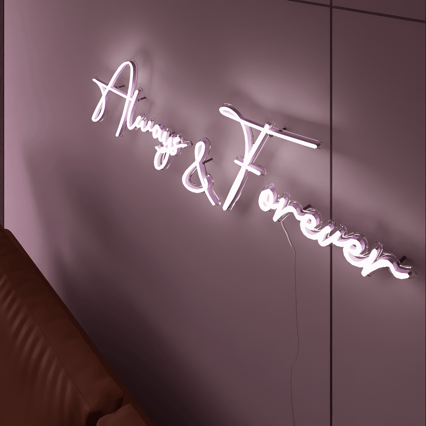 Always & Forever neon signs adding charm to wedding settings.