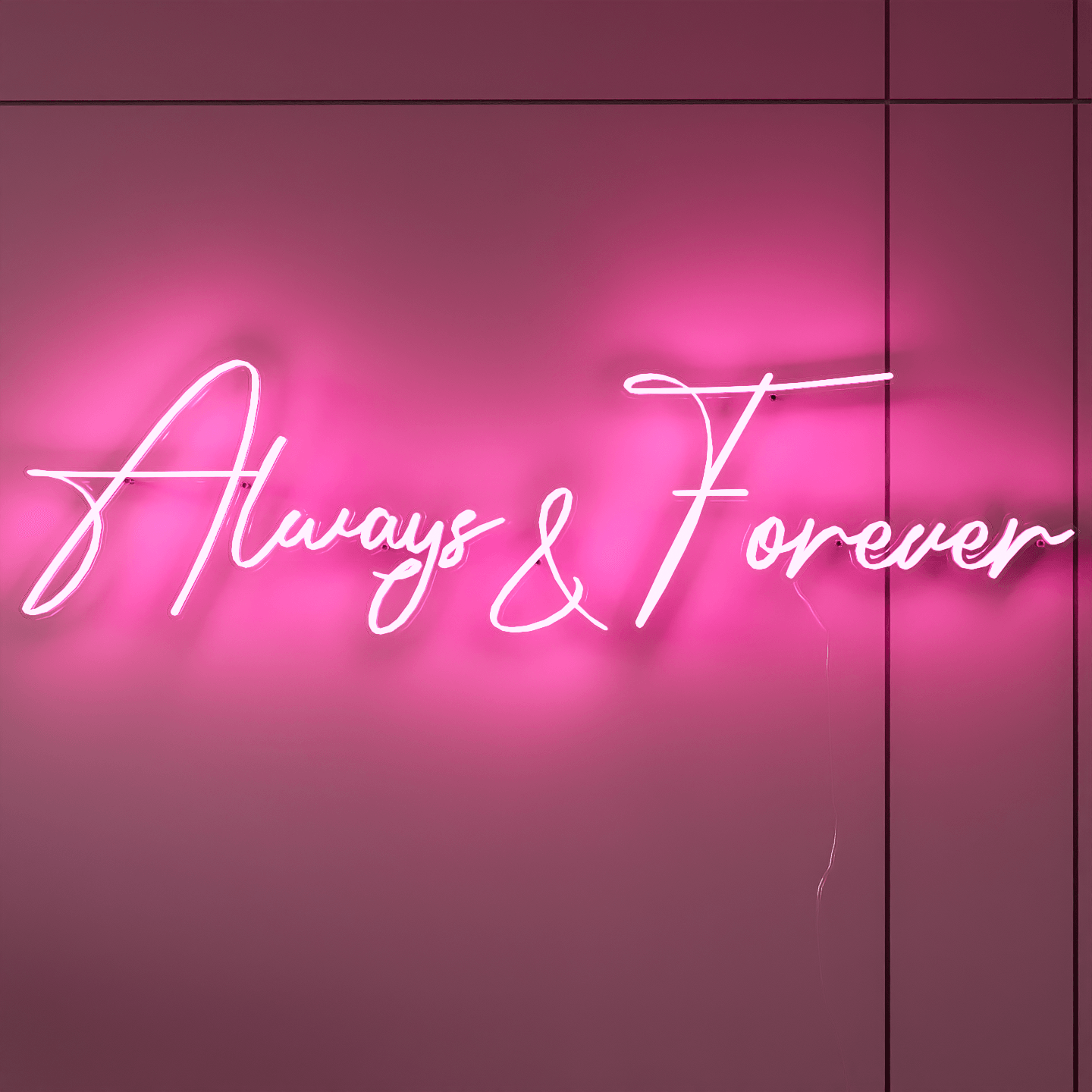 Always & Forever neon wedding signs in stylish fonts.