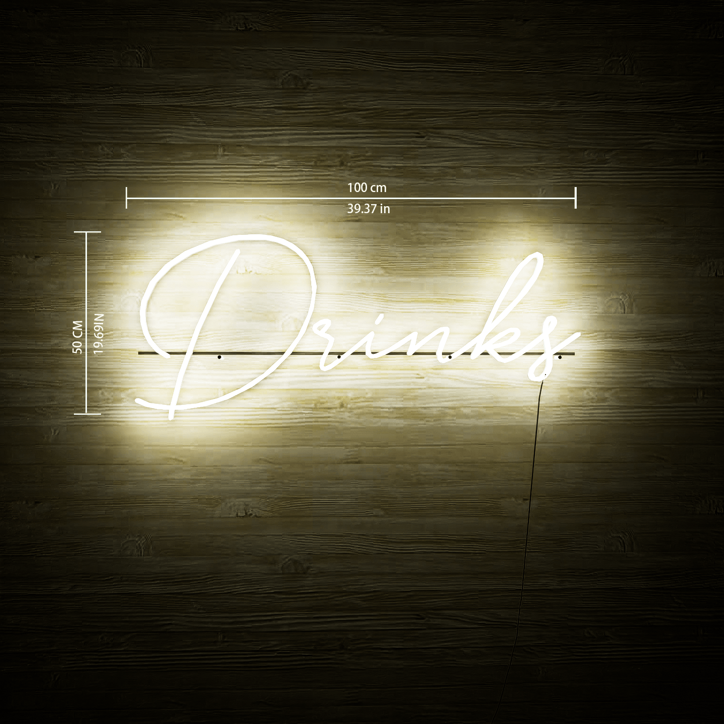 frontal-shot-of-illuminated-white-neon-light-size-chart-hanging-on-the-wall-at-night-drinks