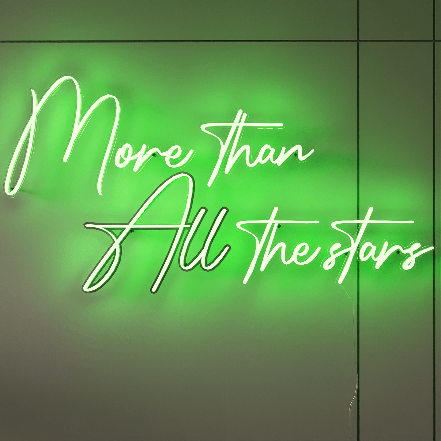 frontal-shot-of-green-neon-lights-lit-up-at-night-and-hung-on-the-wall-for-display-more-than-all-the-stars