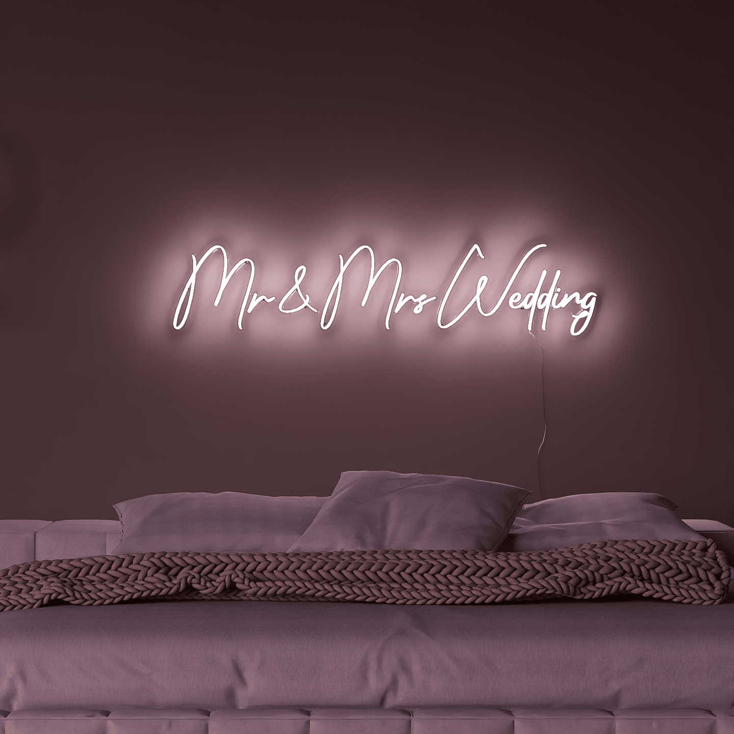frontal-shot-of-illuminated-white-neon-lights-hanging-on-the-wall-at-nightmr-&-mrs-wedding