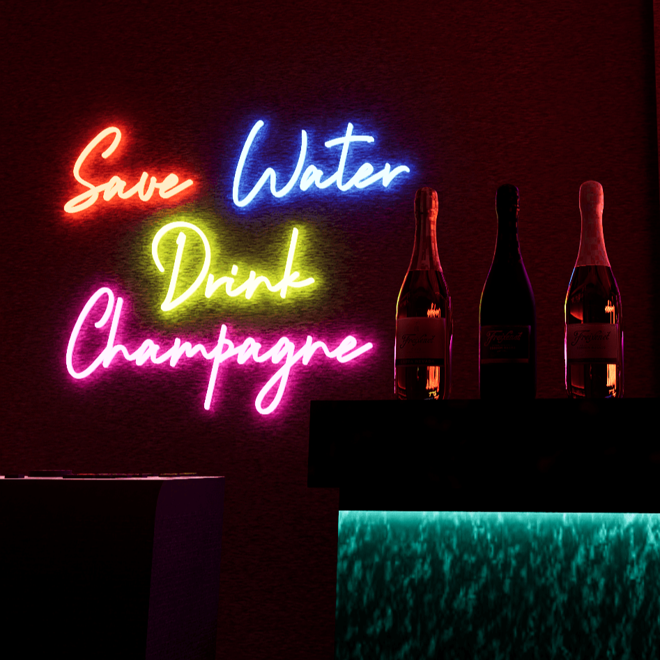 LED Neon Sign-Save Water Drink Champagne