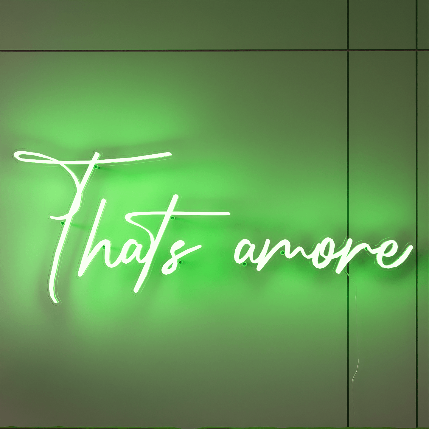 frontal-shot-of-bright-green-neon-lights-hanging-on-the-wall-at-night