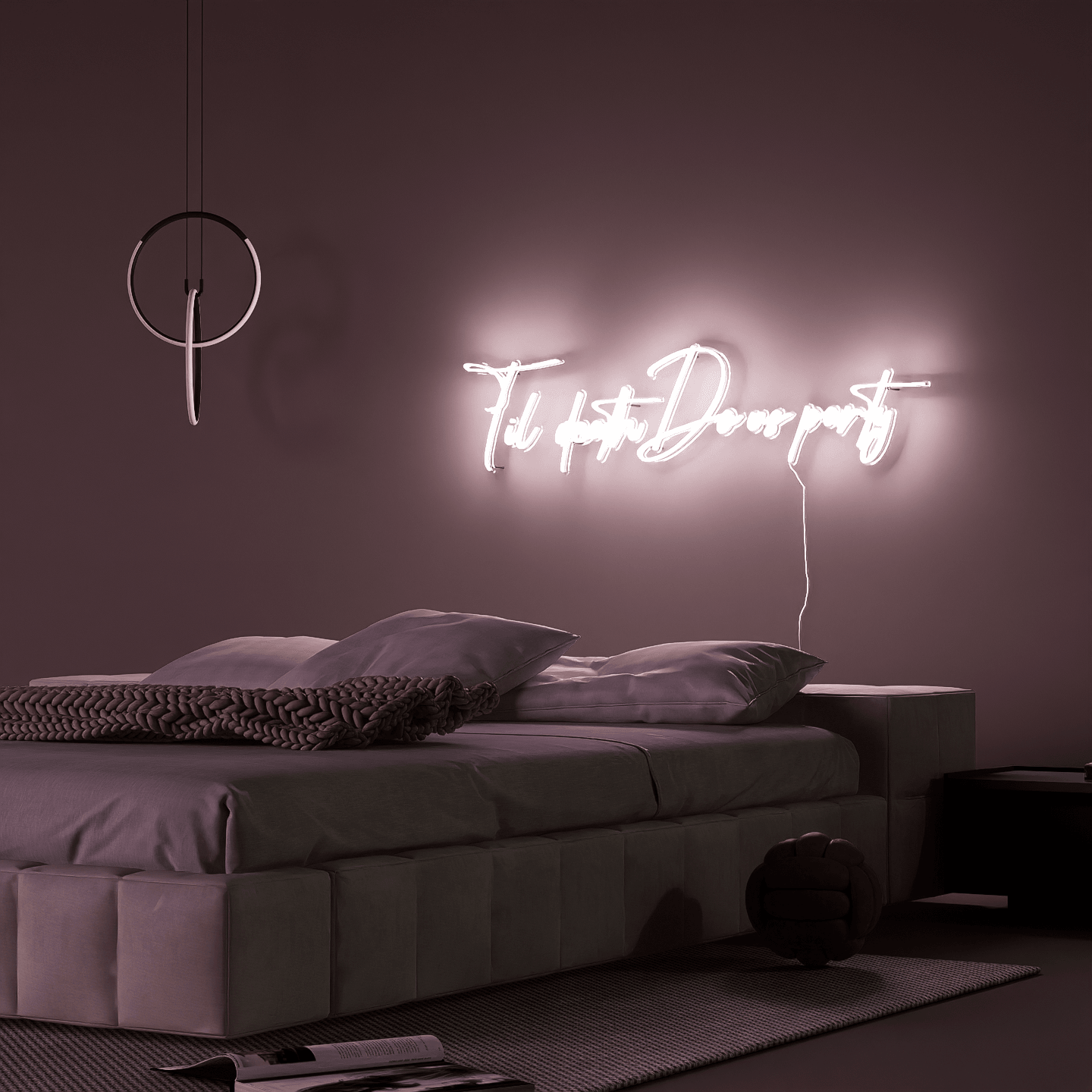 frontal-shot-of-illuminated-white-neon-sign-hanging-on-the-wall-at-night-til-death-do-us-party